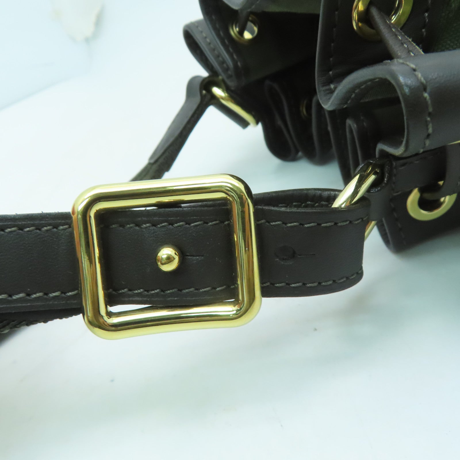 LOUIS VUITTON Monogram Mini Noelie金扣手挽袋綠色