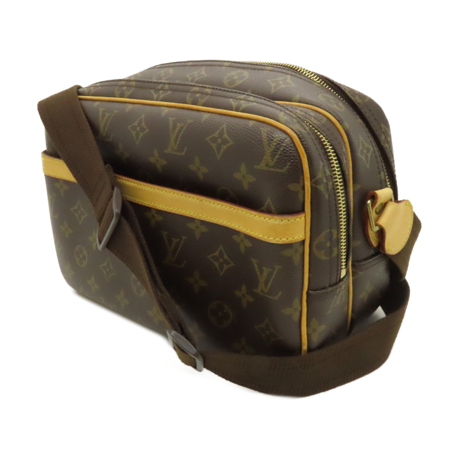 LOUIS VUITTON 【激減優惠】Monogram Reporter金扣肩背袋棕色