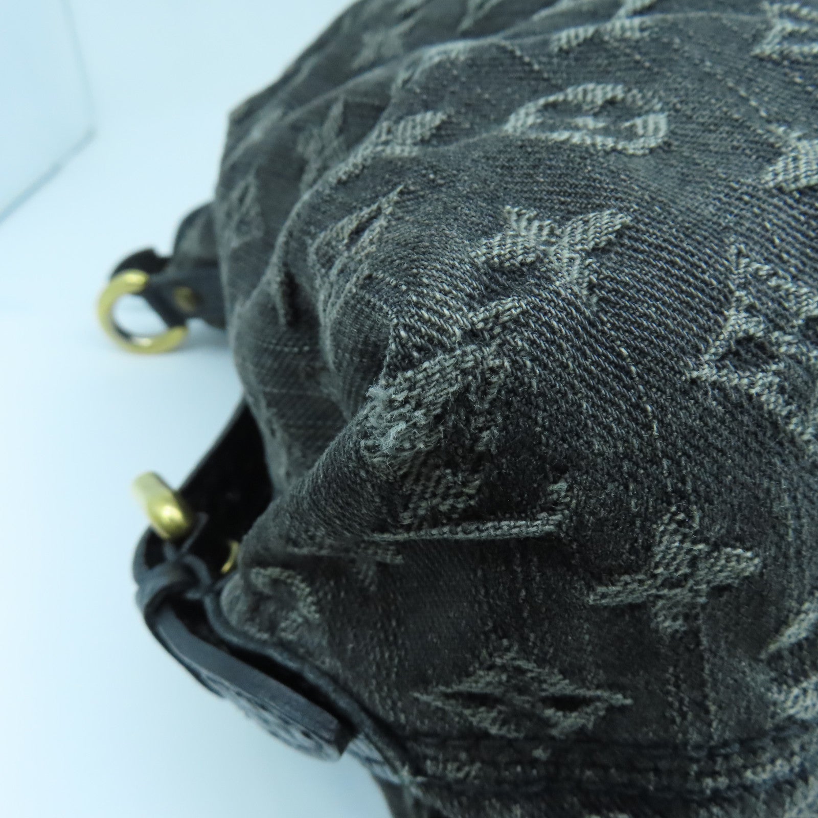 LOUIS VUITTON Monogram Denim Neo Cabby MM金扣手挽肩背兩用袋黑色