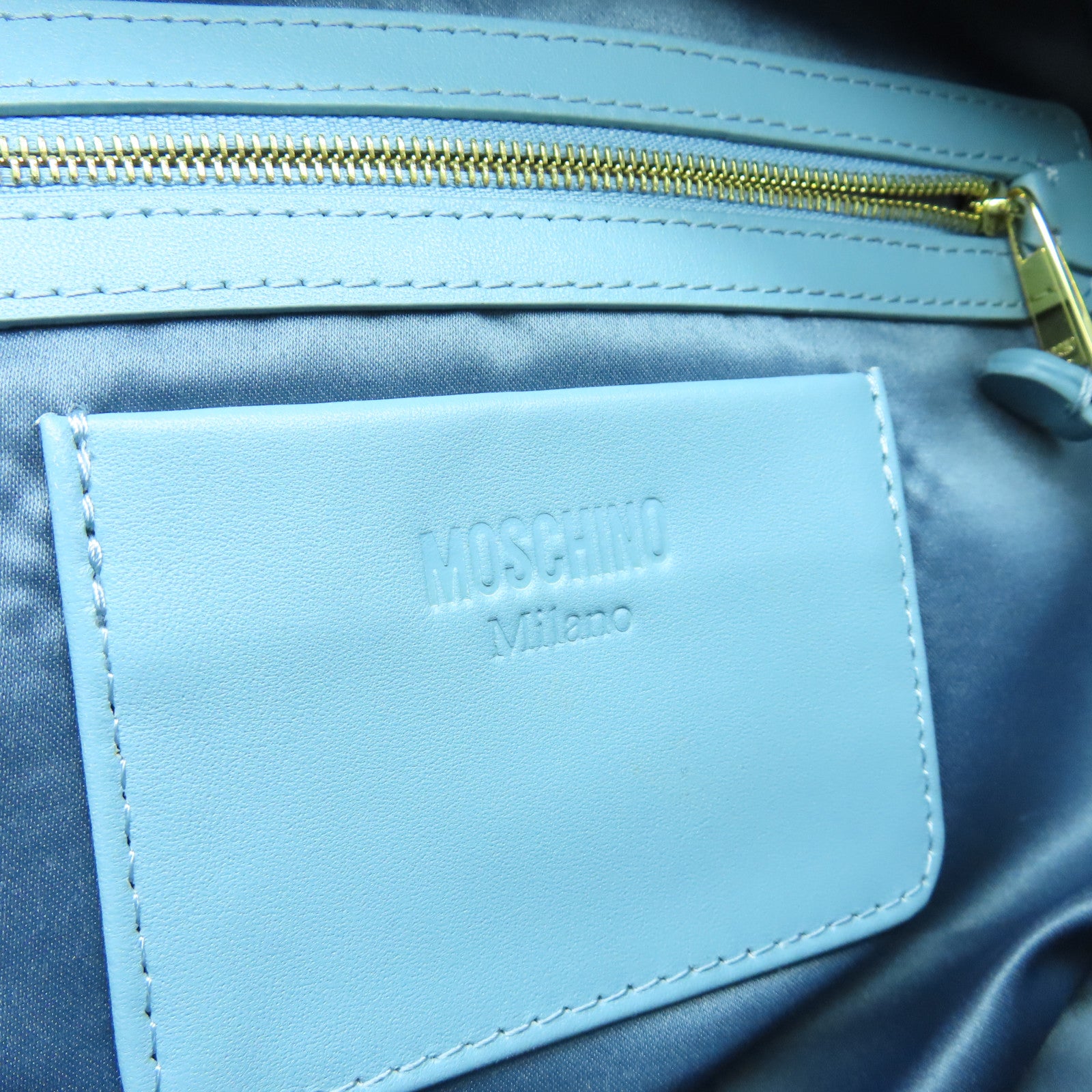 MOSCHINO Rhombus Nylon Backppack Gold Buckle Backpack Pink Blue