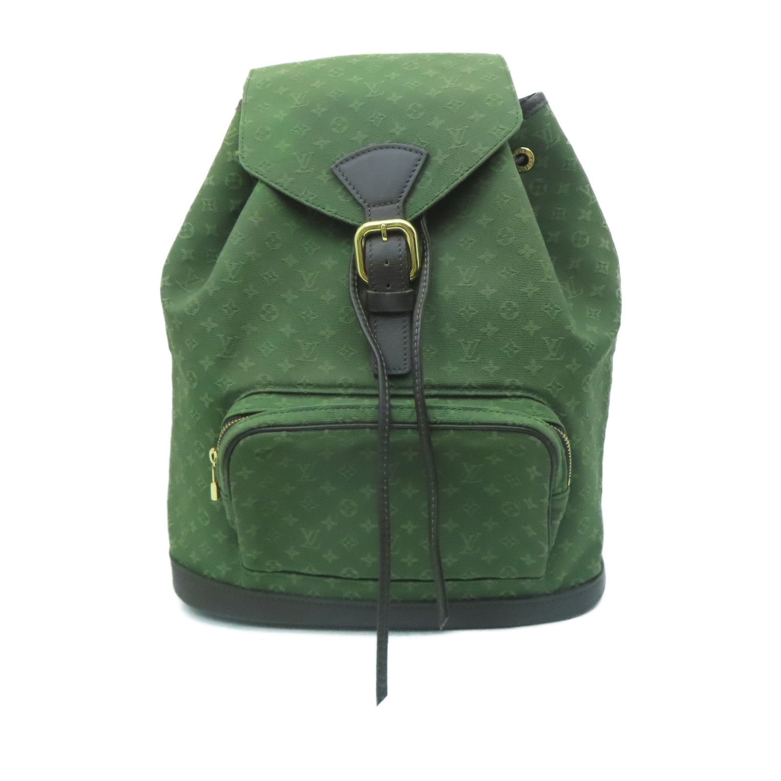 LOUIS VUITTON Monogram Mini Montsouris GM金扣背包綠色