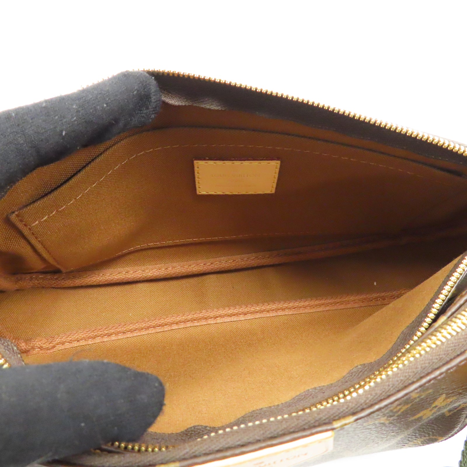 LOUIS VUITTON Monogram Mutti Pochette Accessories金扣鏈帶肩背袋啡色