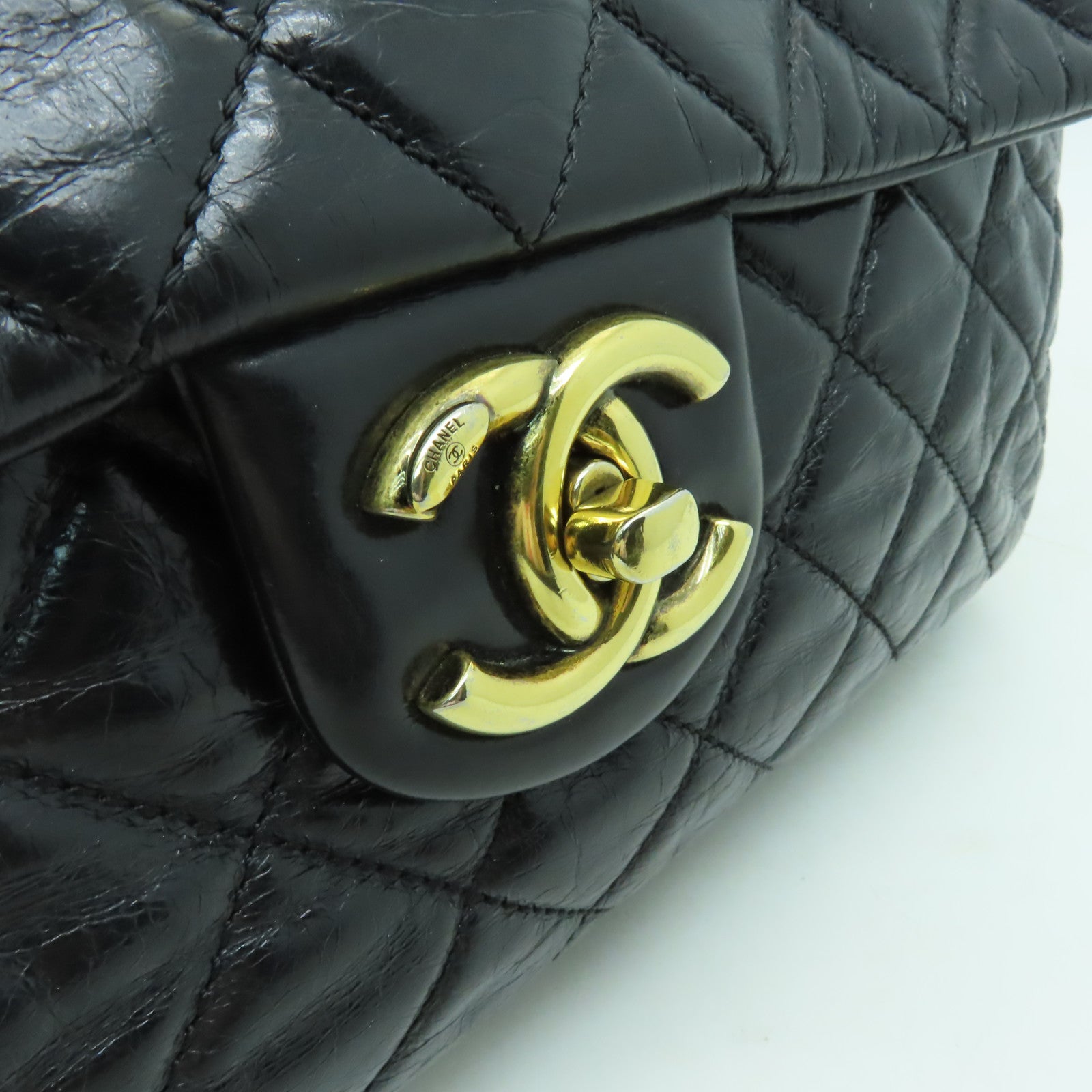 CHANEL 菱格牛皮皮革Shoulder Bag金扣鏈帶肩背袋黑色/紅色