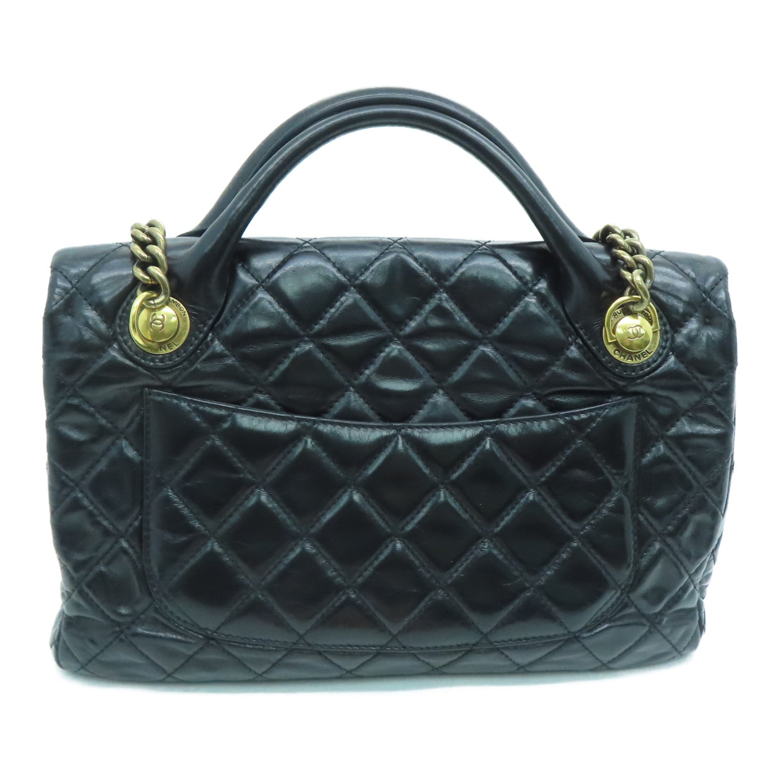 CHANEL 菱格牛皮皮革2 Way Shoulder Handbag金扣链带手挽肩背袋黑色
