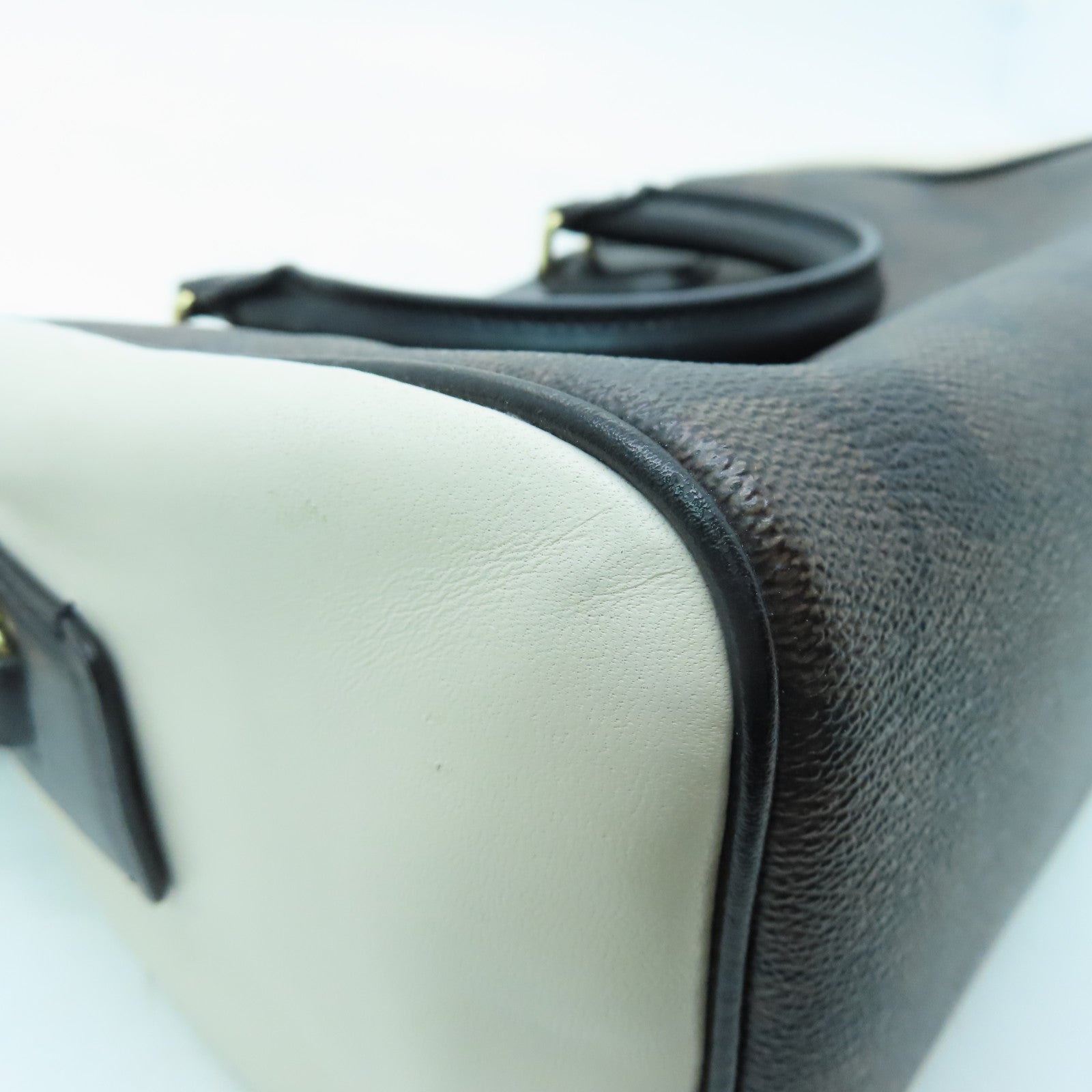 COACH PVC 2 Way Shoulder金扣手挽肩背兩用袋啡色/白色