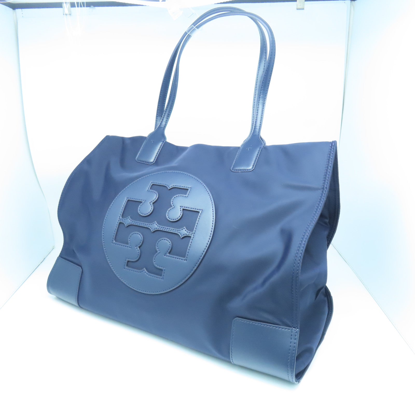 Tory Burch Nylon Tote Bag Buckle Hand Bag Dark Blue