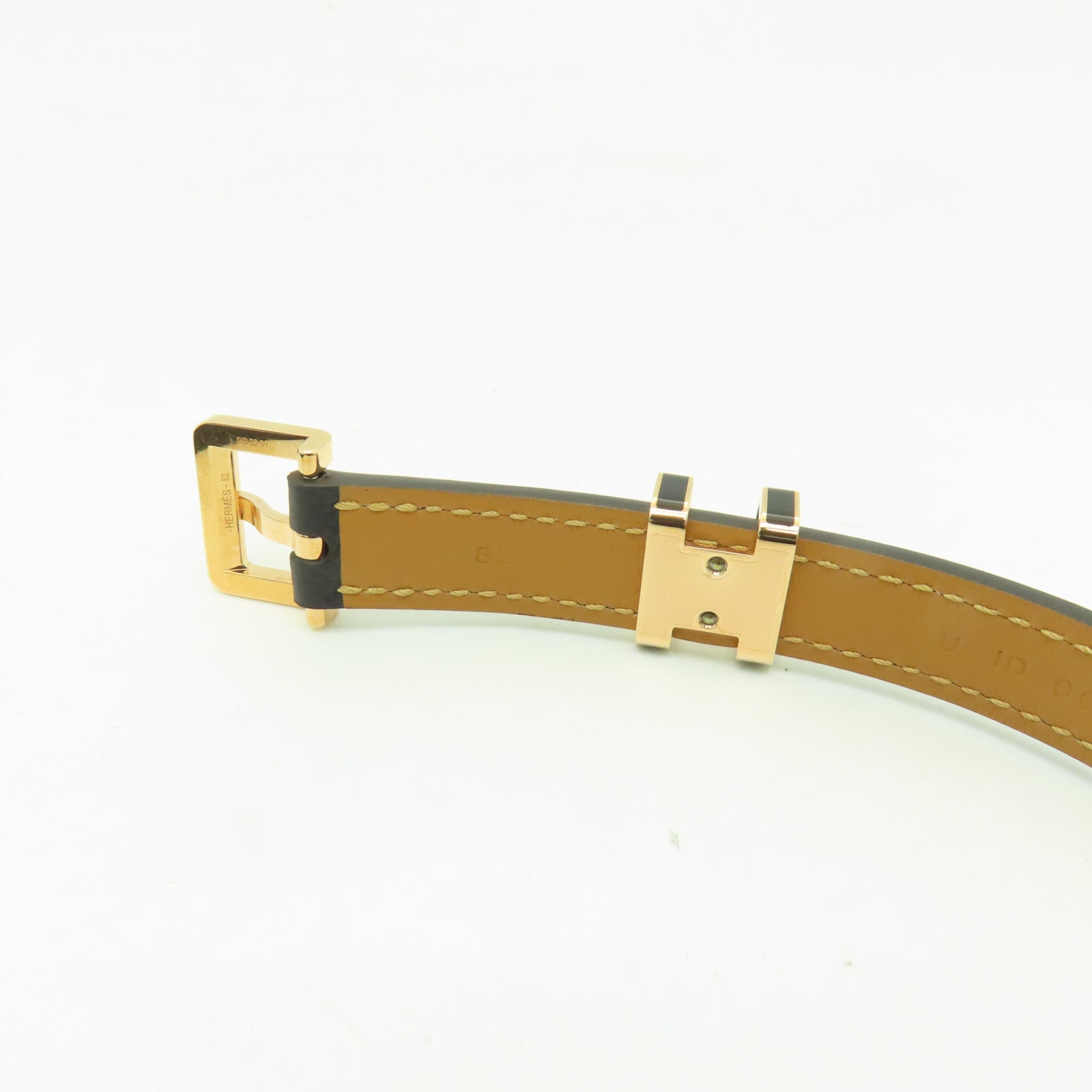 HERMES Epsom皮革Pop H Belt 85cm金扣腰帶黑色