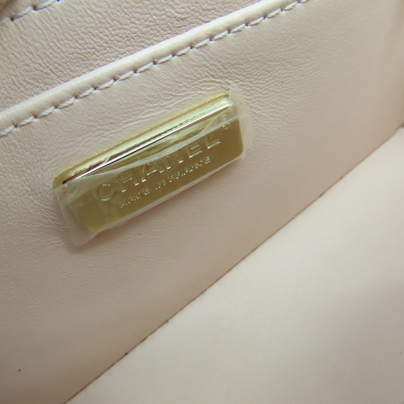 CHANEL 蛇皮皮革Chain Shoulder Bag金扣鏈帶肩背袋杏色