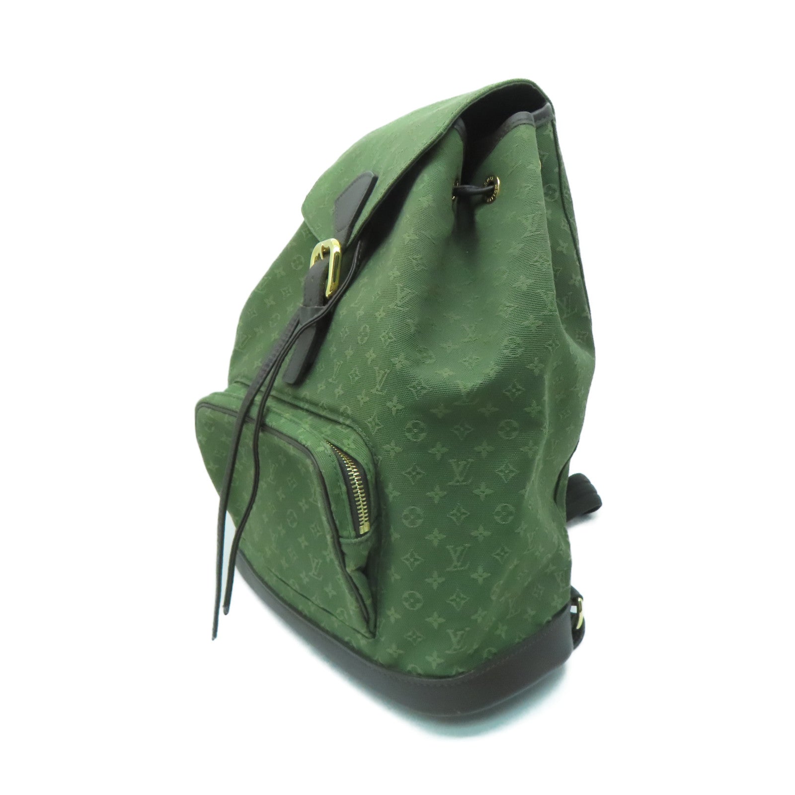 LOUIS VUITTON Monogram Mini Montsouris GM金扣背包綠色