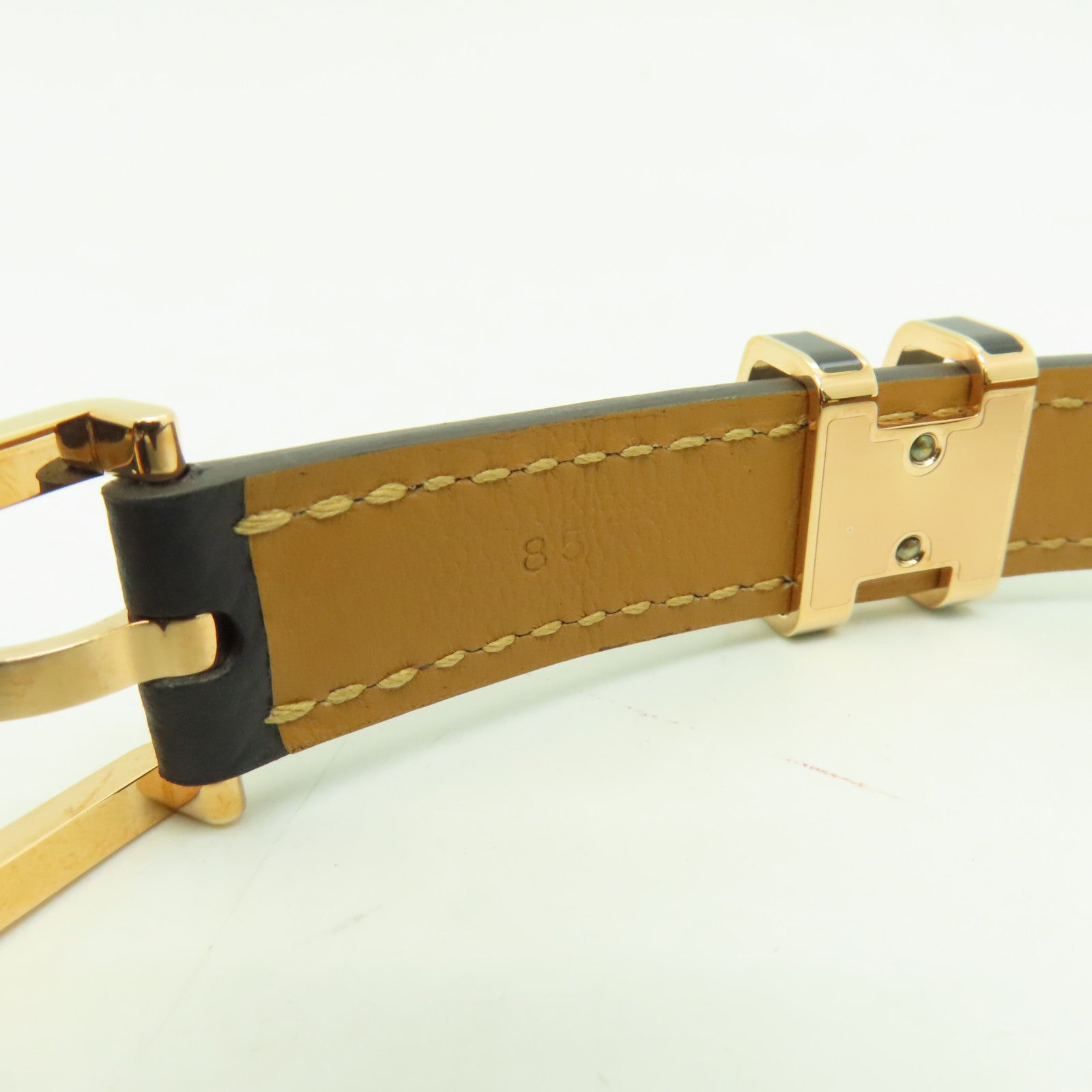 HERMES Epsom皮革Pop H Belt 85cm金扣腰帶黑色