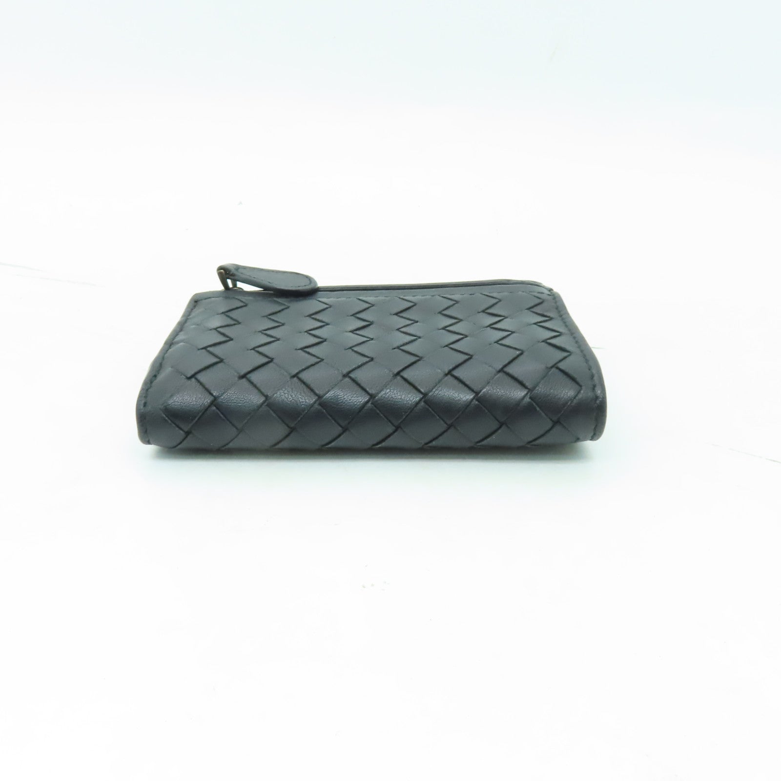 BOTTEGA VENETA 織紋皮革Wallet銀扣錢包黒色
