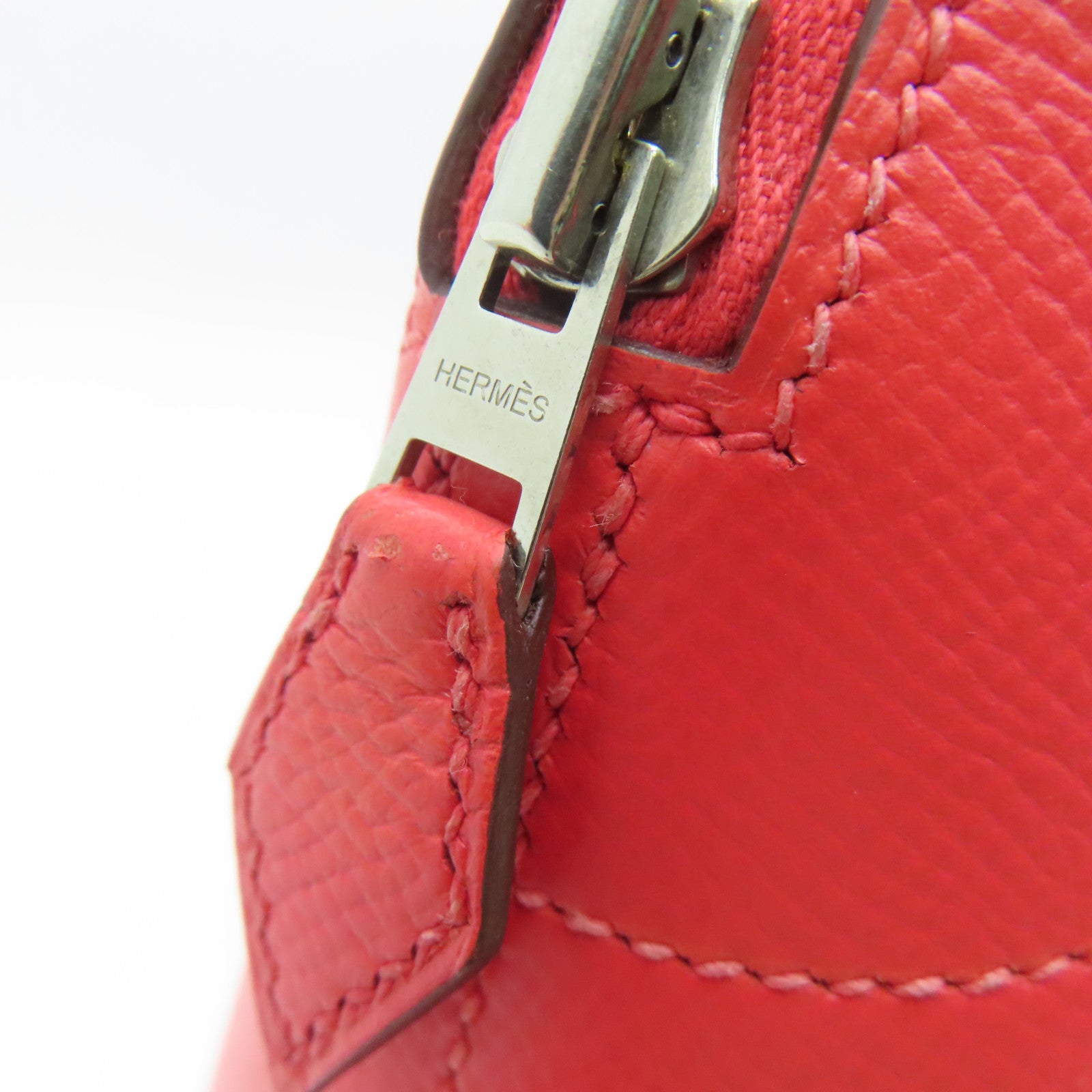 HERMES Epsom Leather Bolide 27 Silver Buckle Handle Shoulder Backpack Rose Jaipur/Red
