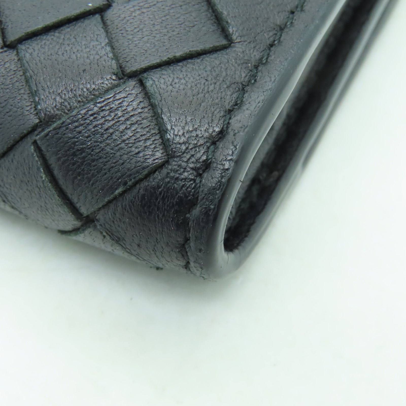BOTTEGA VENETA 織紋皮革Wallet銀扣錢包黒色