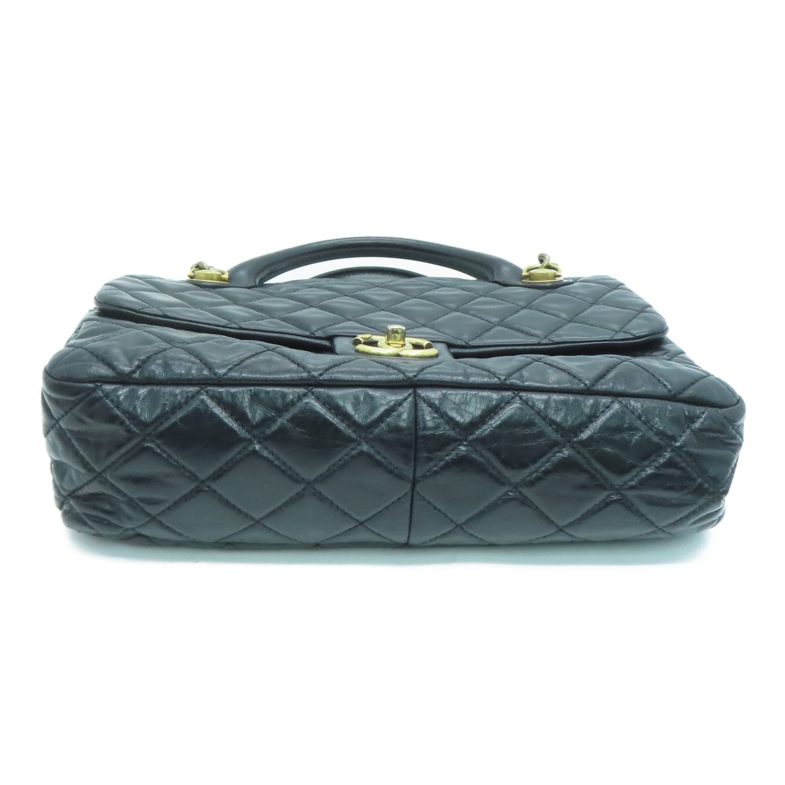 CHANEL 菱格牛皮皮革2 Way Shoulder Handbag金扣链带手挽肩背袋黑色