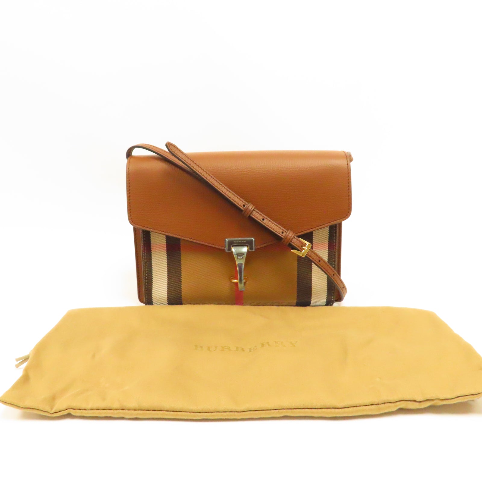 BURBERRY 牛皮皮革Shoulder Bag金扣肩背袋啡色