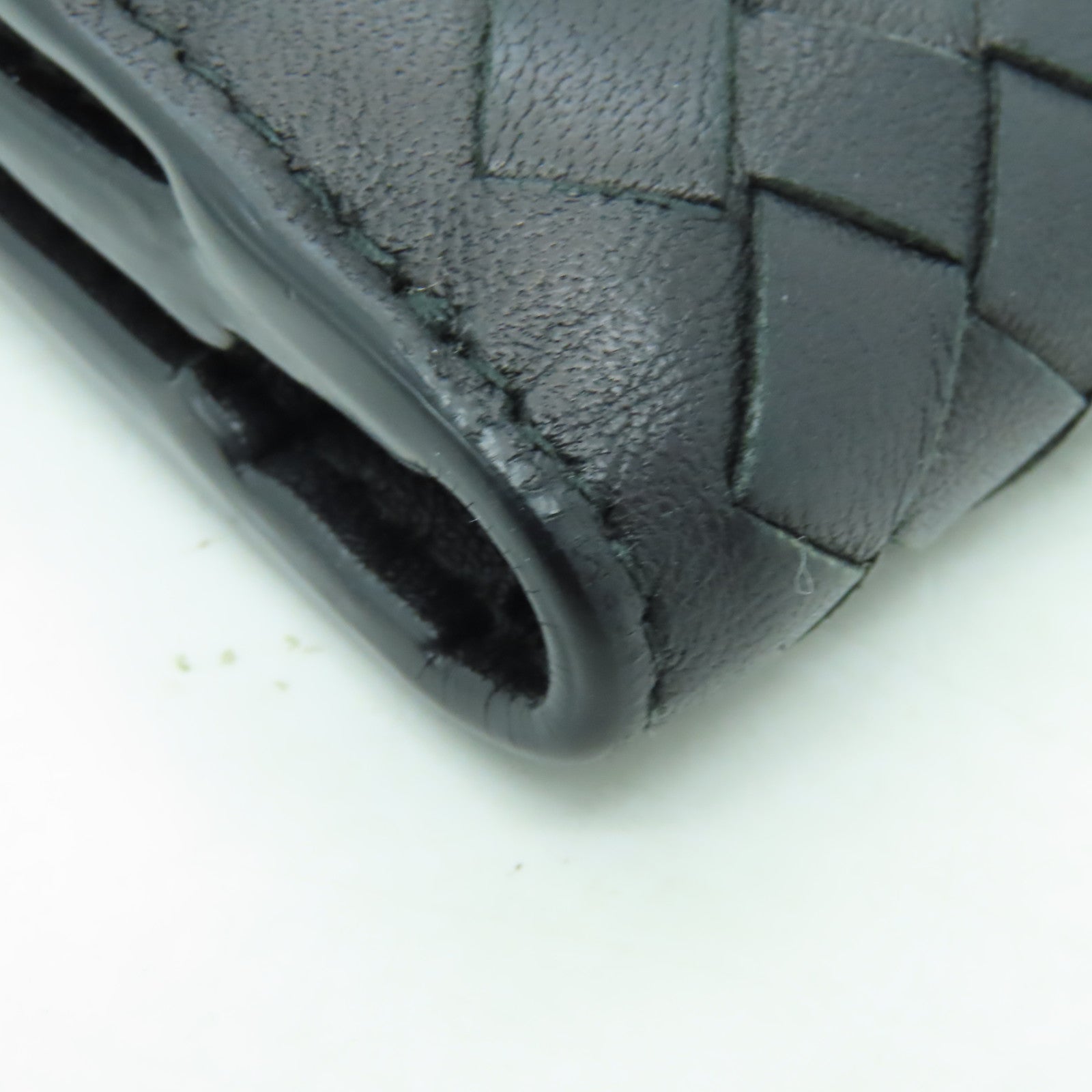BOTTEGA VENETA 織紋皮革Wallet銀扣錢包黒色