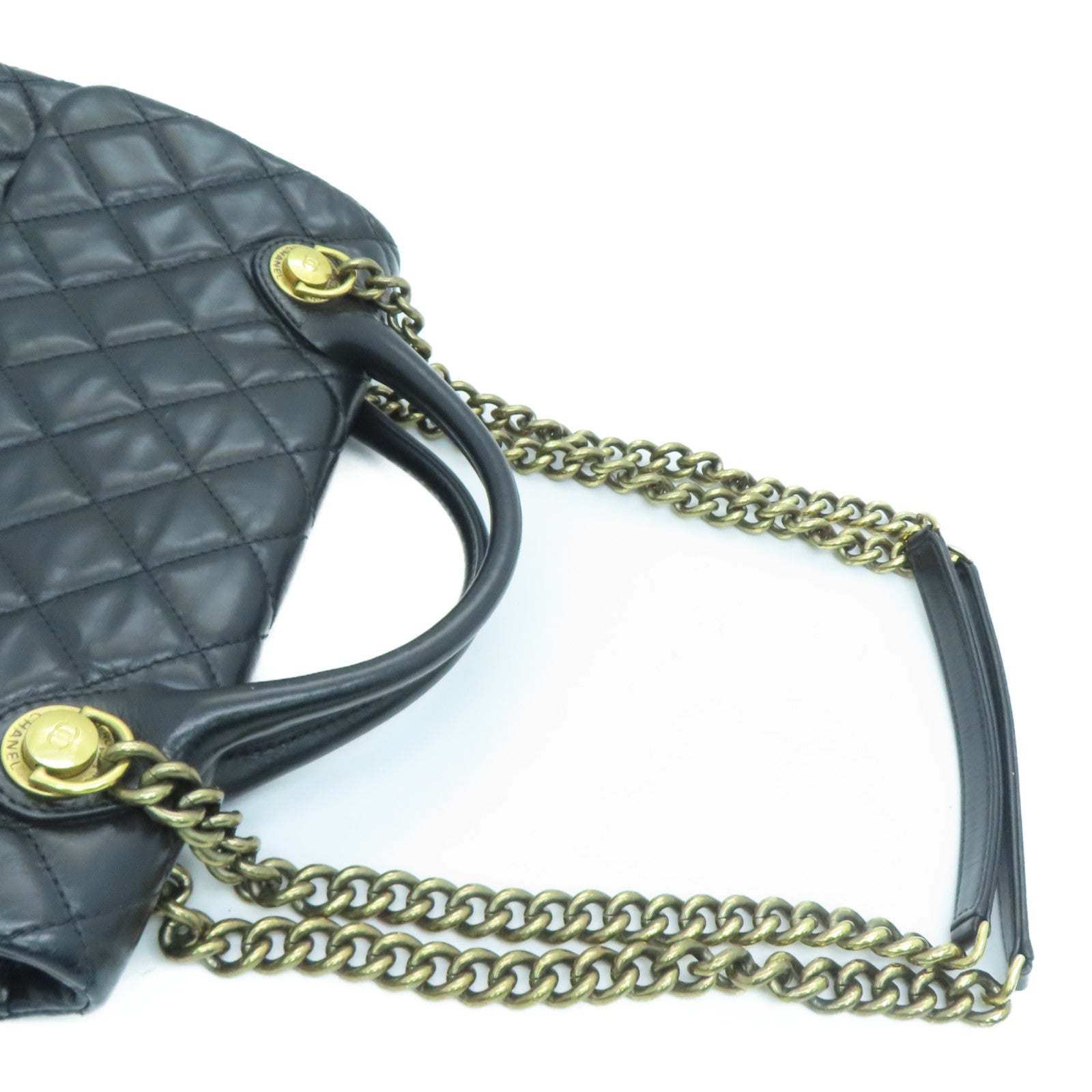 CHANEL 菱格牛皮皮革2 Way Shoulder Handbag金扣链带手挽肩背袋黑色