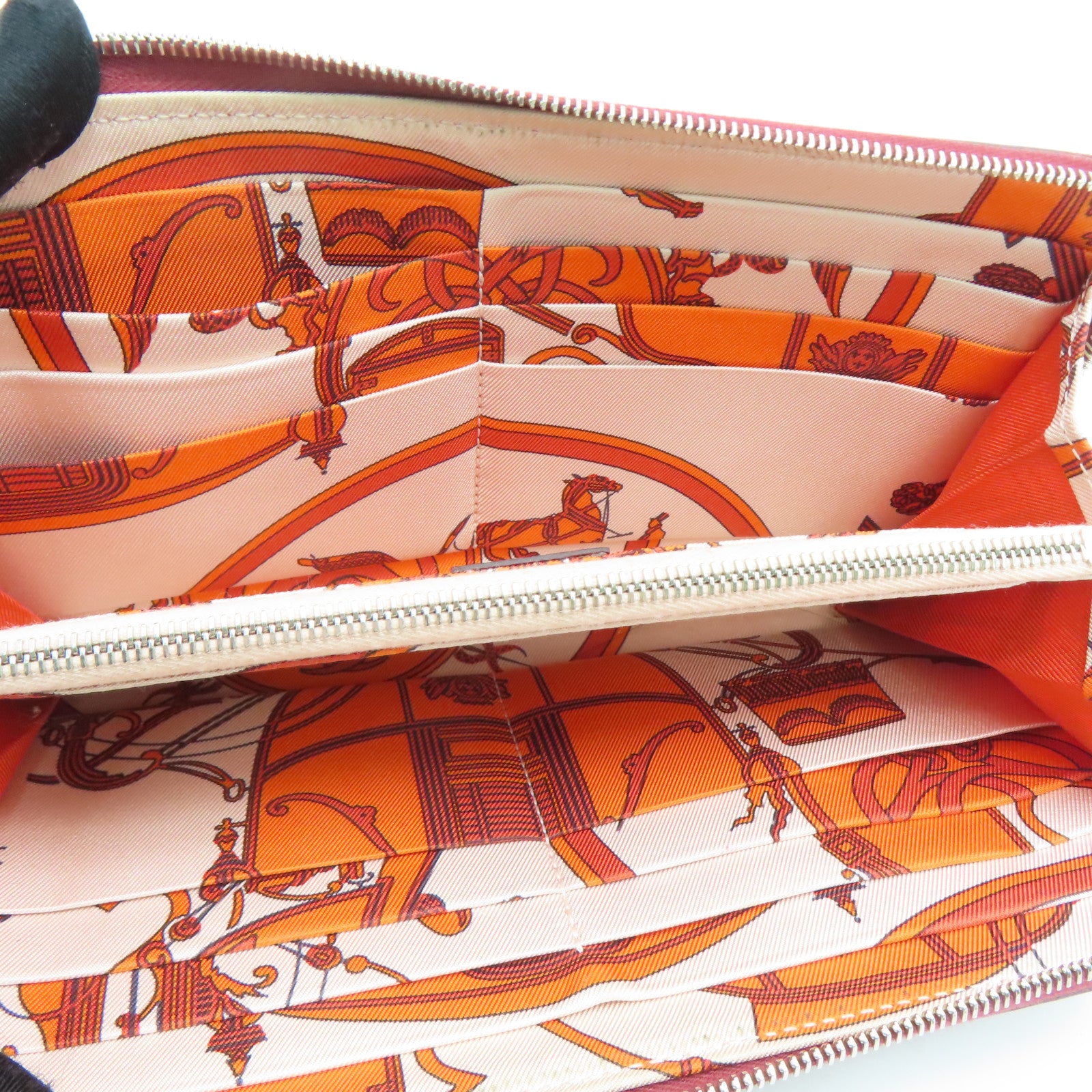 HERMES Epsom皮革Silk In Long Wallet銀扣長錢包紅色