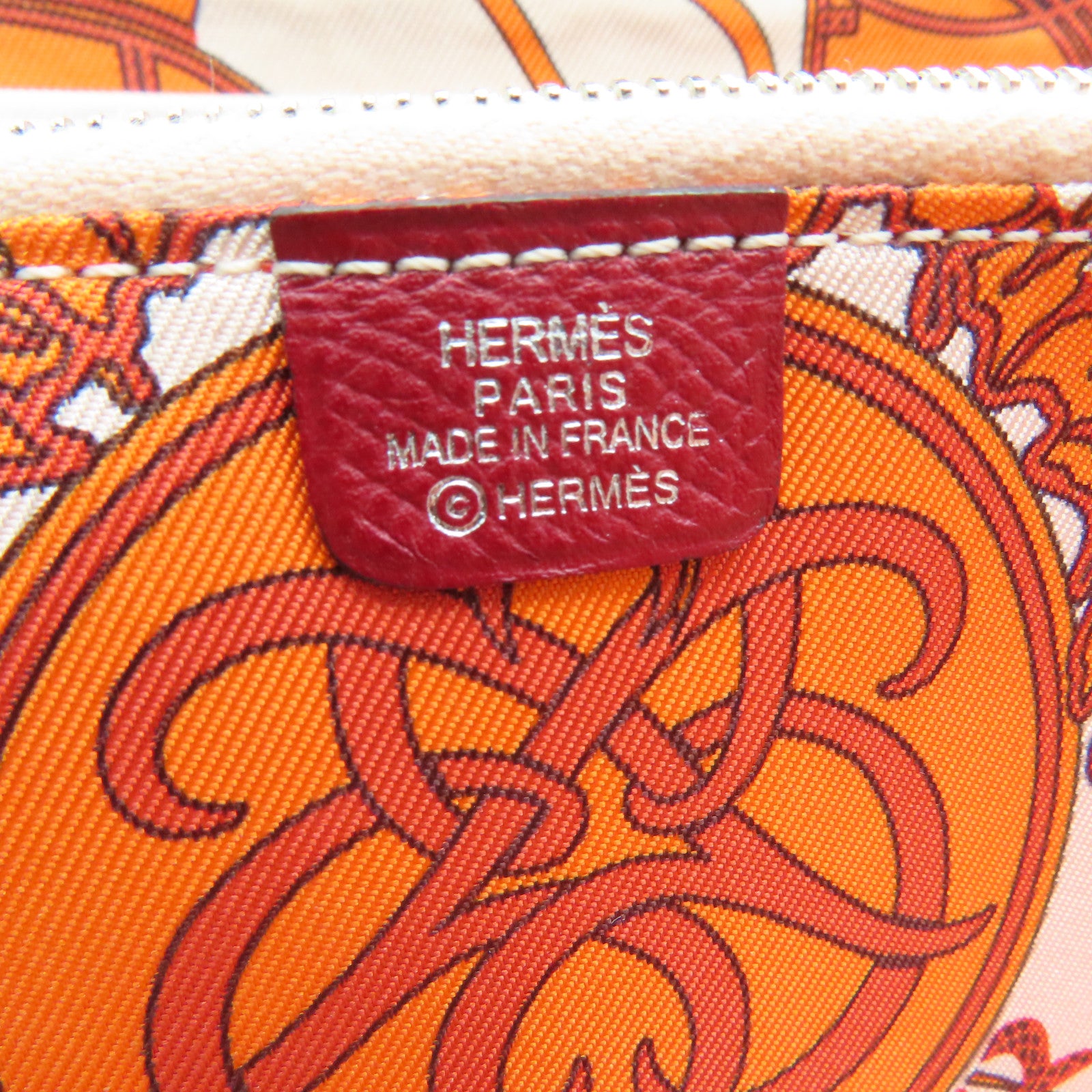 HERMES Epsom皮革Silk In Long Wallet銀扣長錢包紅色