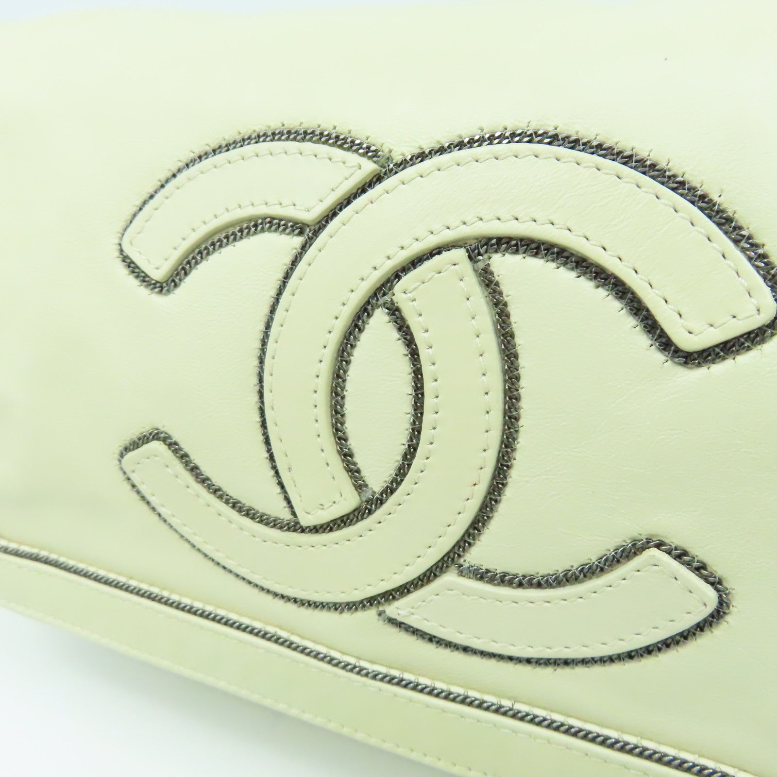 CHANEL 【激減優惠】羊皮皮革2 Way Shoulder Bag銀扣手挽肩背兩用袋米色