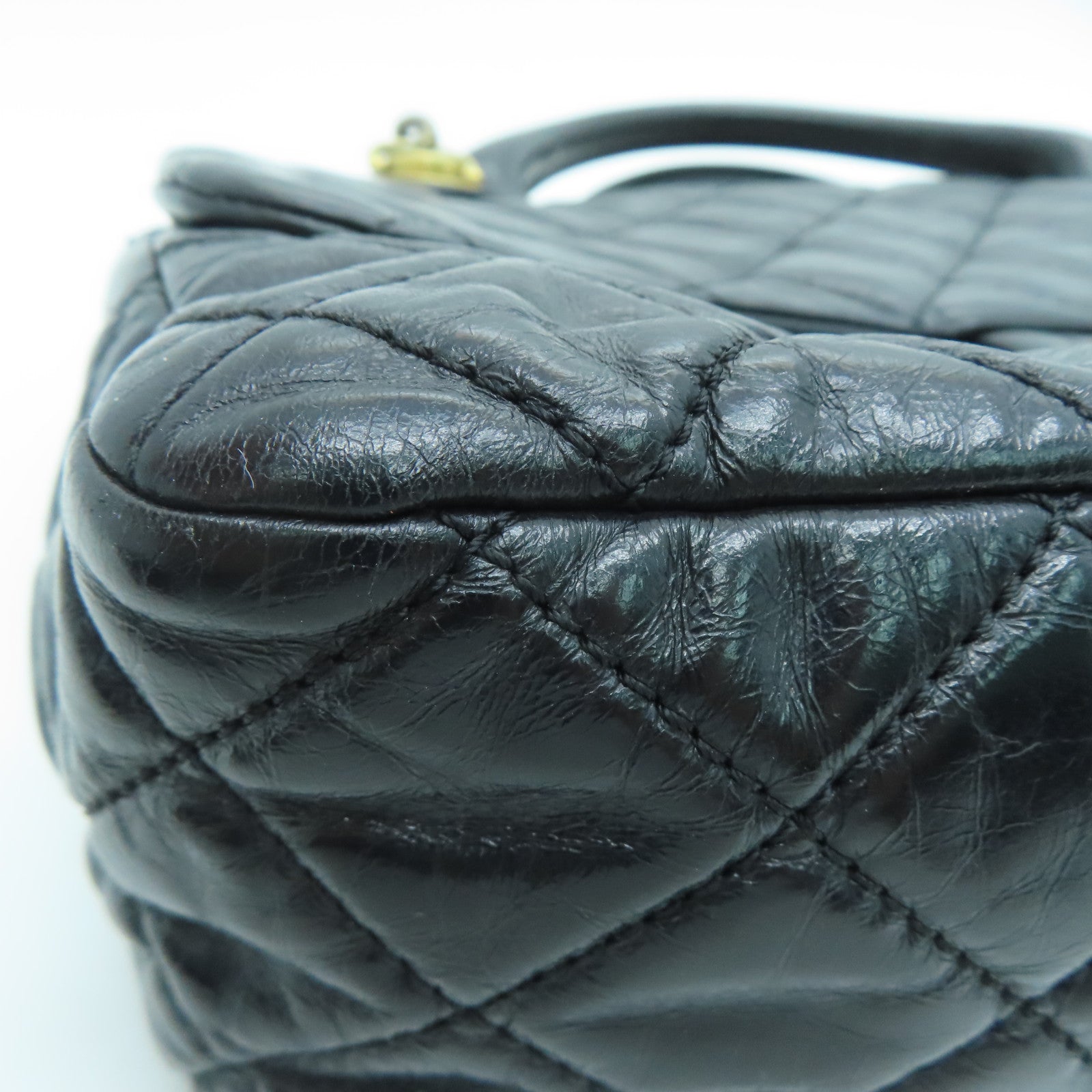 CHANEL 菱格牛皮皮革2 Way Shoulder Handbag金扣链带手挽肩背袋黑色