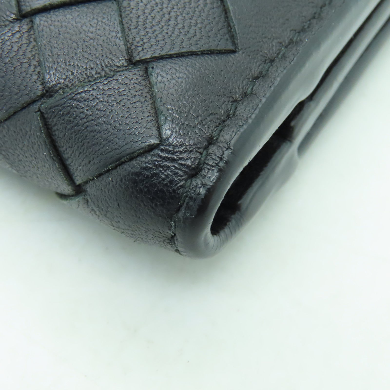 BOTTEGA VENETA 織紋皮革Wallet銀扣錢包黒色