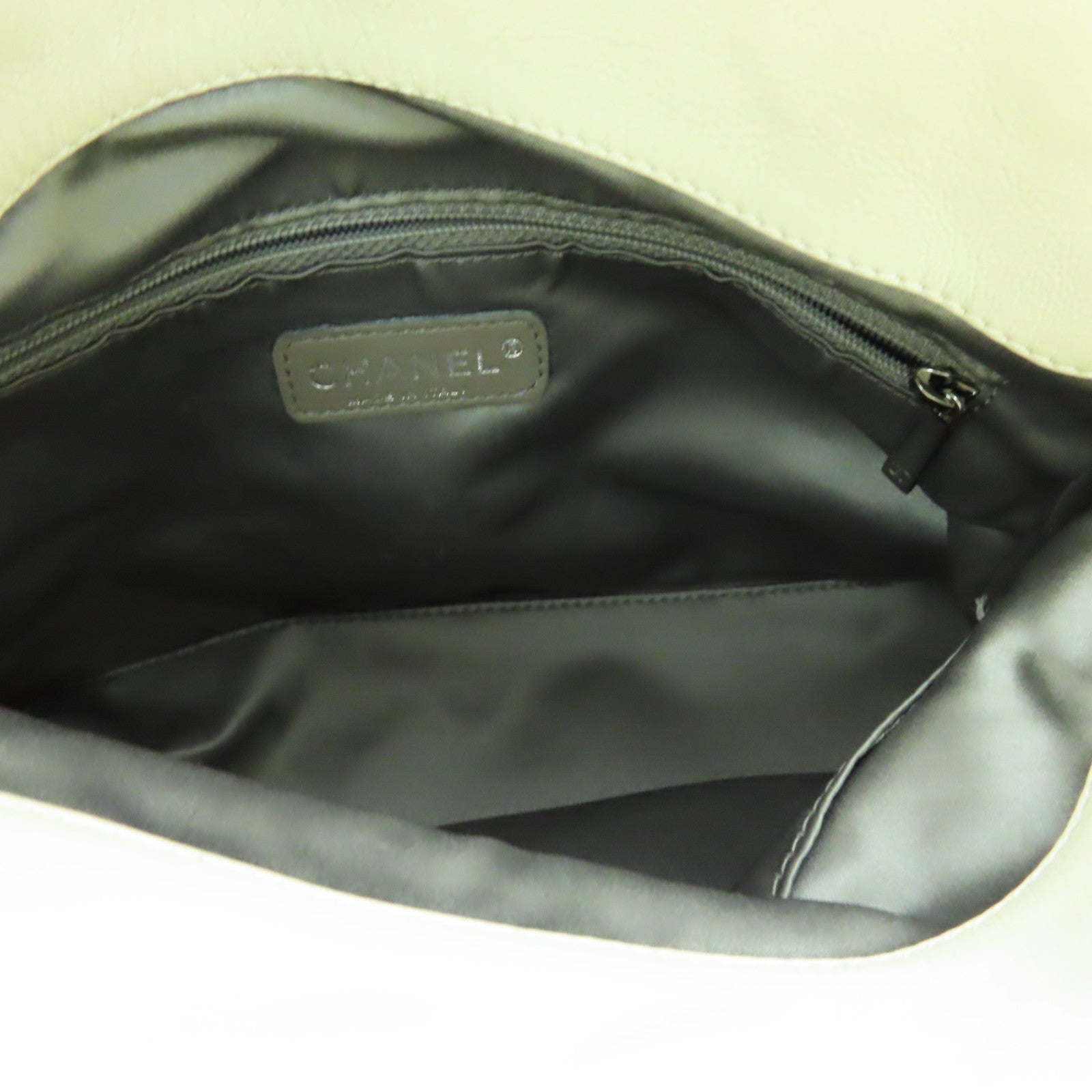 CHANEL 【激減優惠】羊皮皮革2 Way Shoulder Bag銀扣手挽肩背兩用袋米色