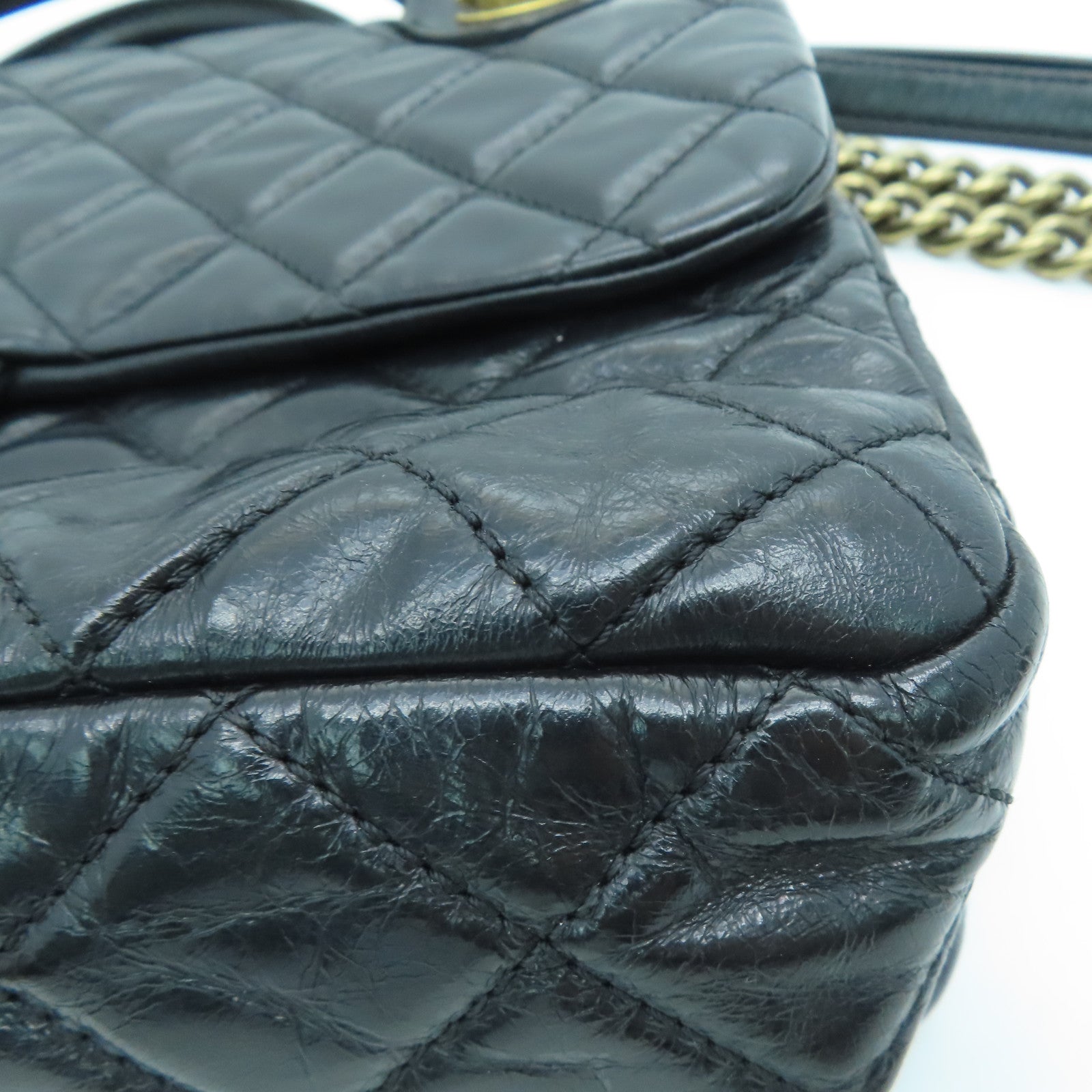 CHANEL 菱格牛皮皮革2 Way Shoulder Handbag金扣链带手挽肩背袋黑色