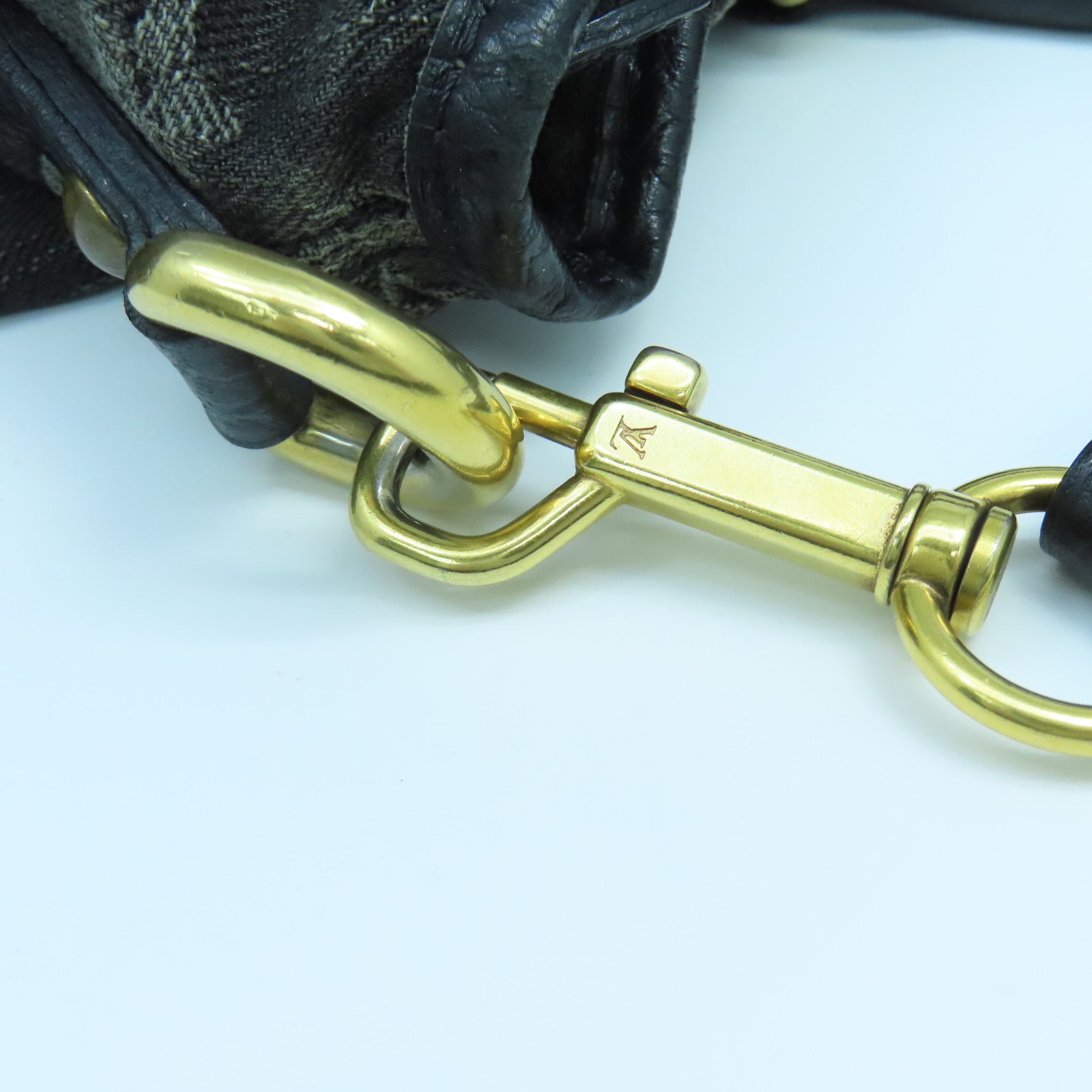 LOUIS VUITTON Monogram Denim Neo Cabby MM金扣手挽肩背兩用袋黑色