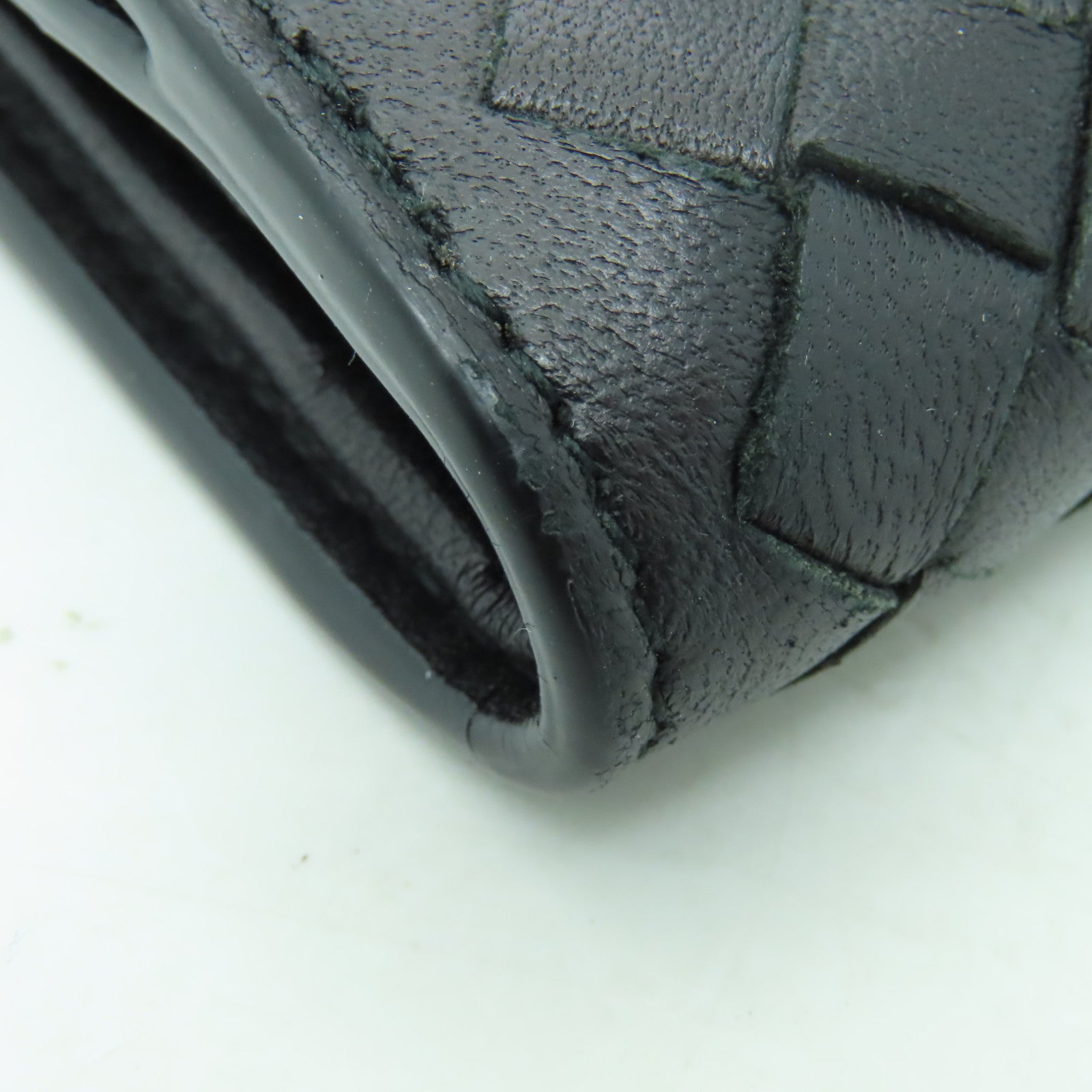 BOTTEGA VENETA 織紋皮革Wallet銀扣錢包黒色