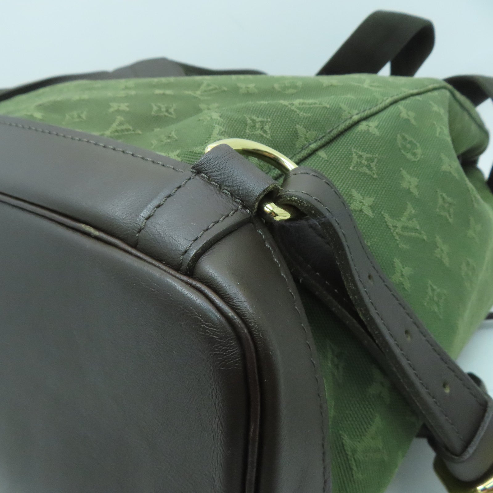 LOUIS VUITTON Monogram Mini Montsouris GM金扣背包綠色