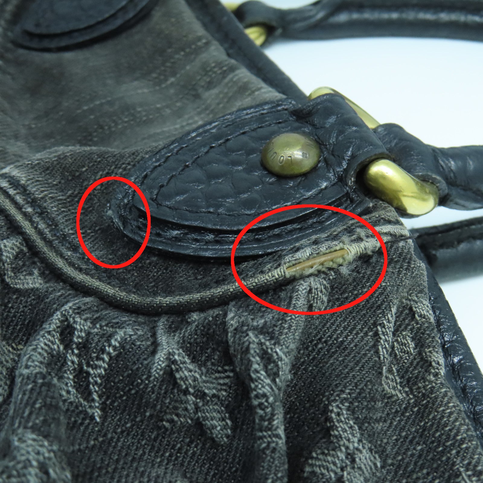 LOUIS VUITTON Monogram Denim Neo Cabby MM金扣手挽肩背兩用袋黑色