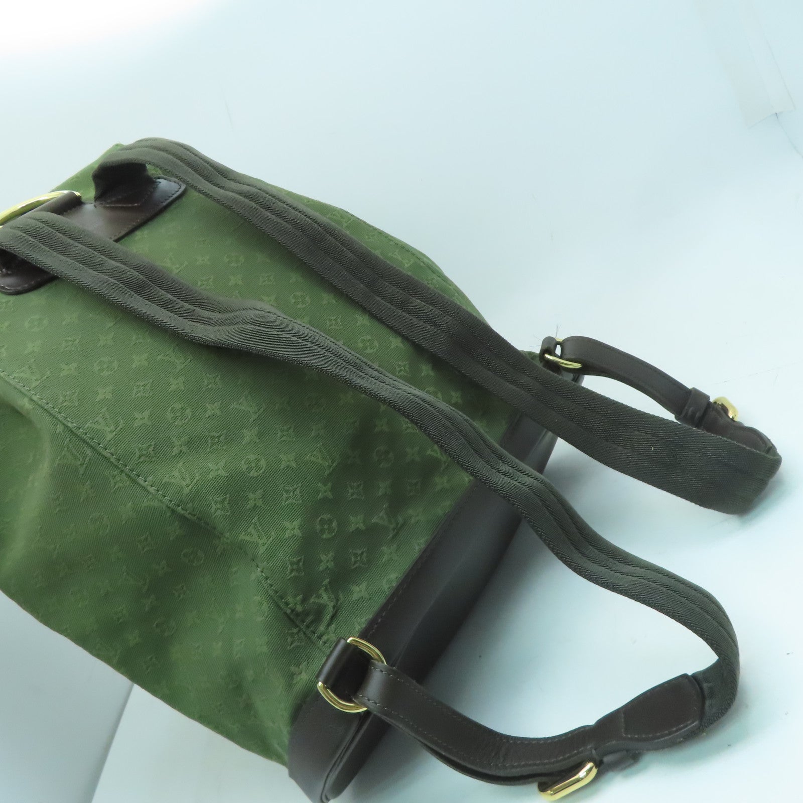 LOUIS VUITTON Monogram Mini Montsouris GM金扣背包綠色