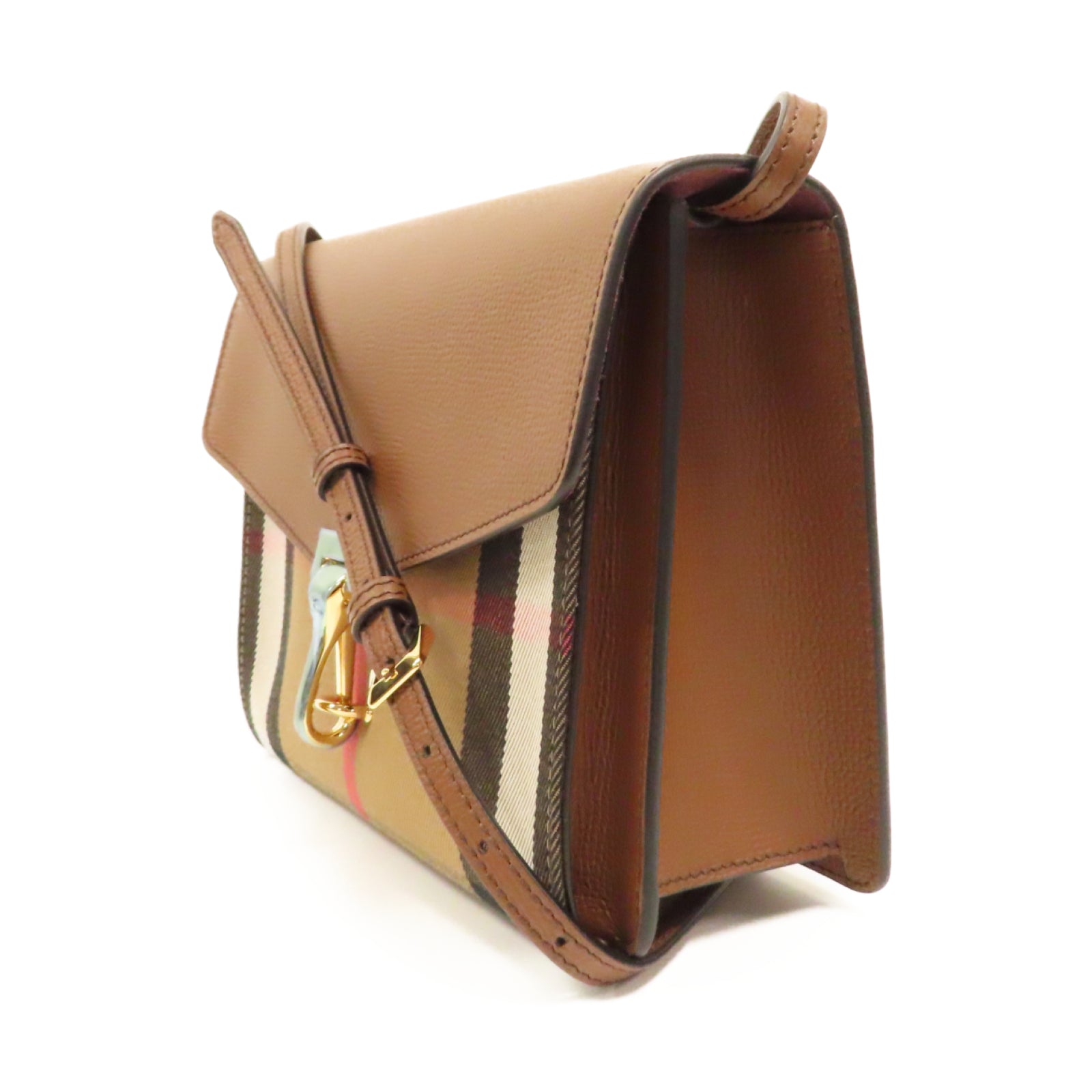 BURBERRY 牛皮皮革Shoulder Bag金扣肩背袋啡色