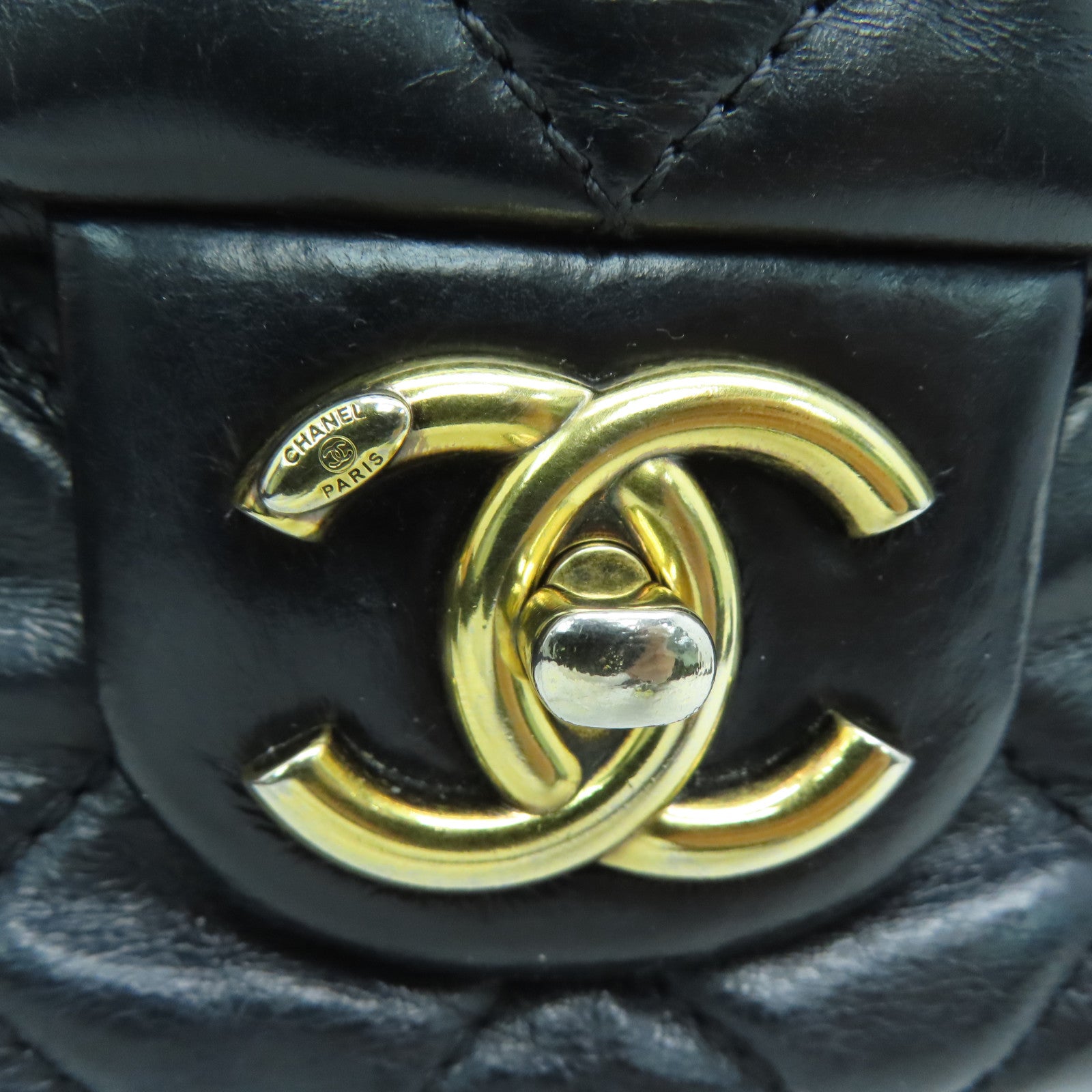 CHANEL 菱格牛皮皮革2 Way Shoulder Handbag金扣链带手挽肩背袋黑色