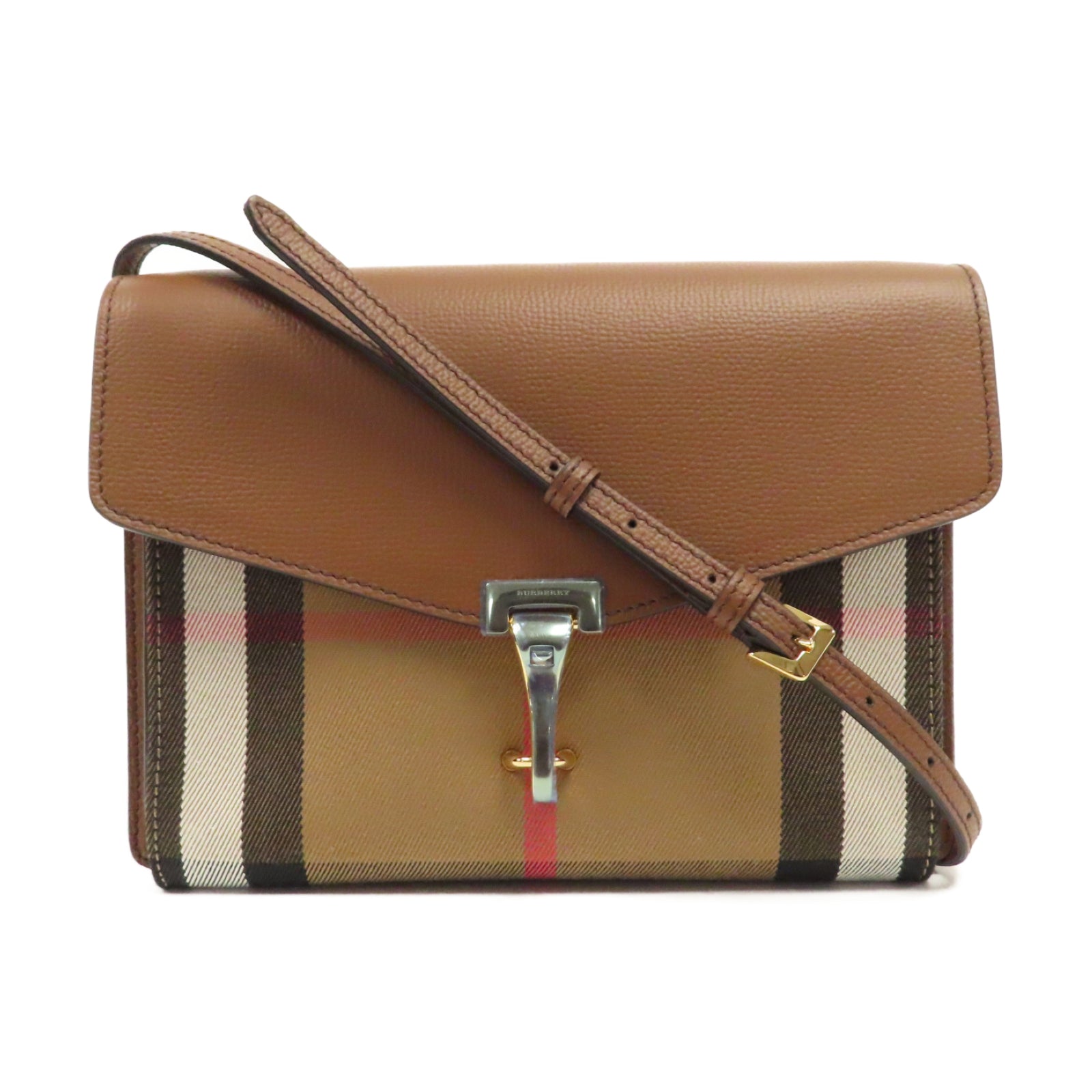 BURBERRY 牛皮皮革Shoulder Bag金扣肩背袋啡色