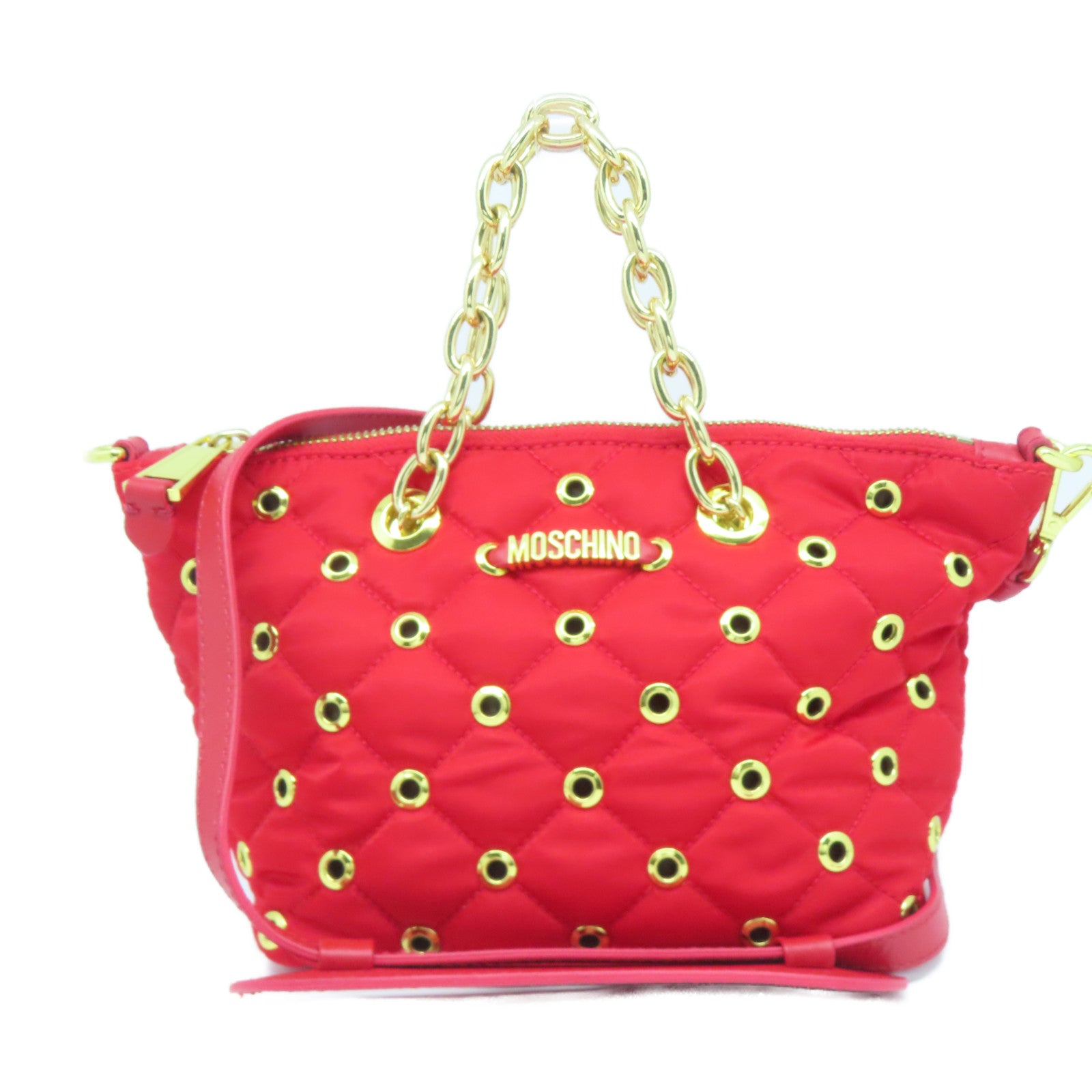 MOSCHINO 尼龍Shoulder Bag金扣手挽肩背兩用袋紅色