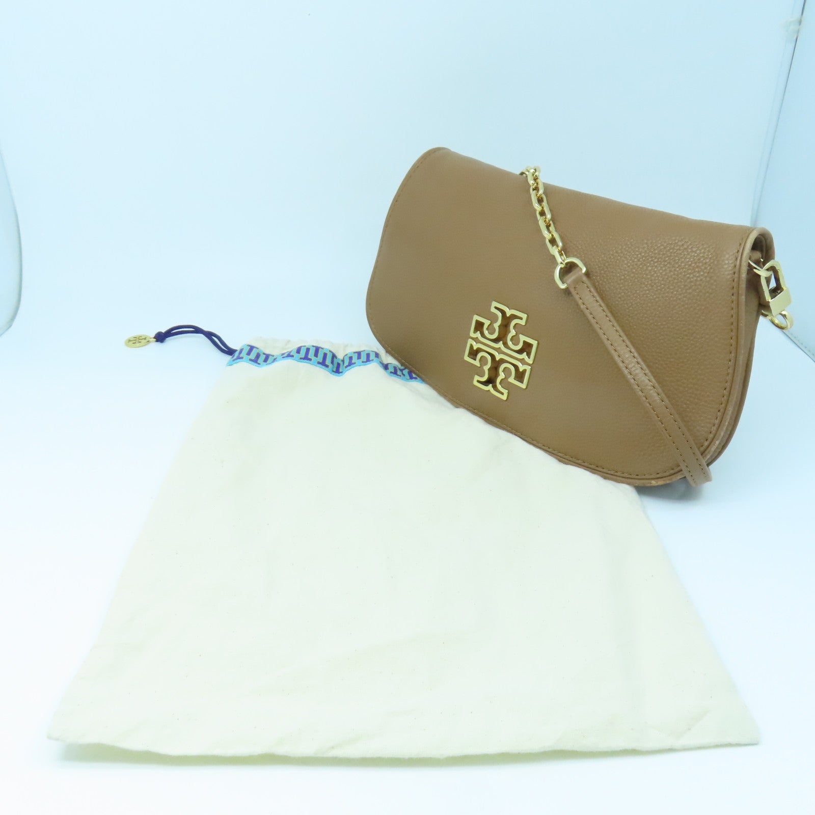 Tory Burch 牛皮皮革Shoulder Bag金扣肩背袋褐色