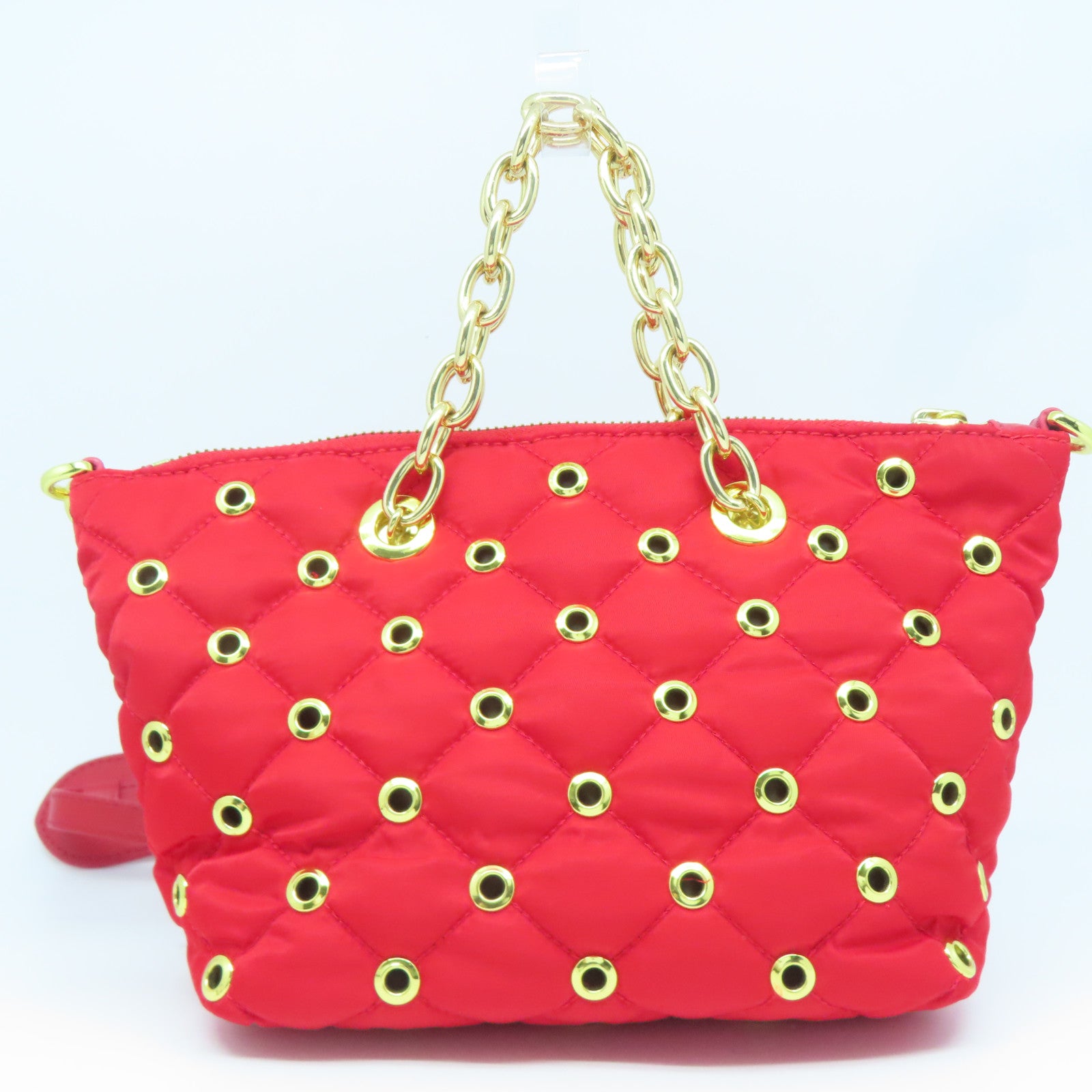 MOSCHINO 尼龍Shoulder Bag金扣手挽肩背兩用袋紅色