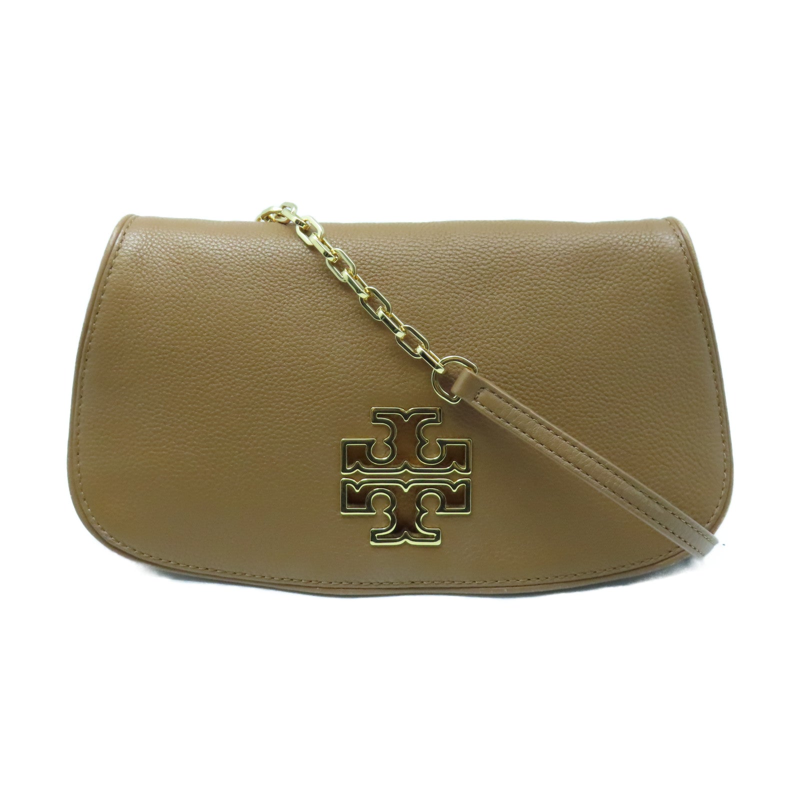 Tory Burch 牛皮皮革Shoulder Bag金扣肩背袋褐色