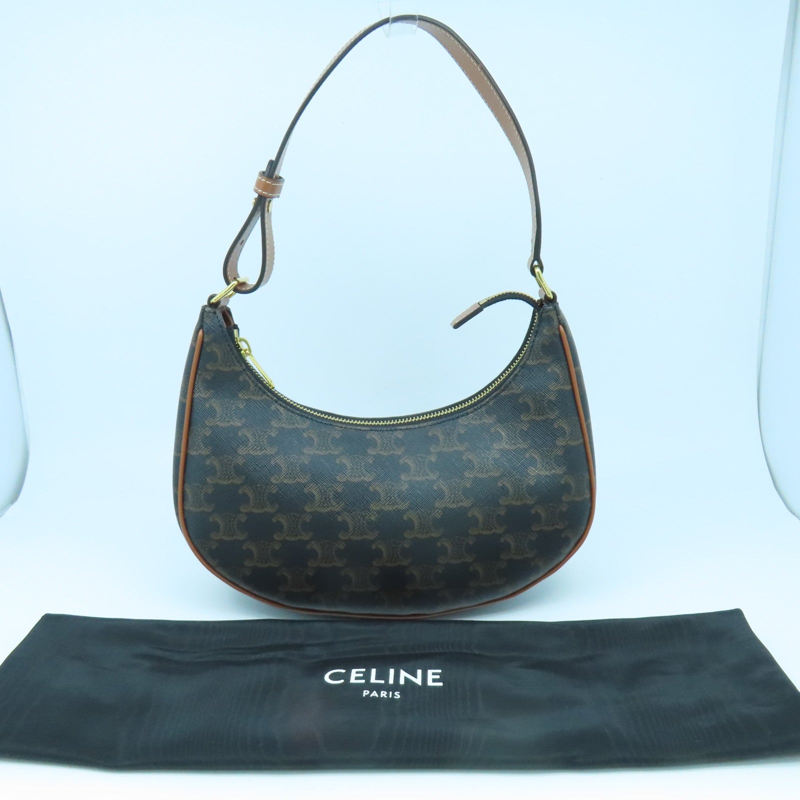 CELINE 塗層帆布Ava Bag金扣肩背袋啡色