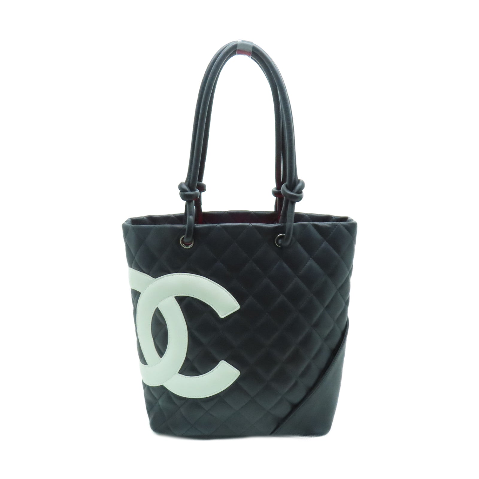 CHANEL 菱格牛皮皮革Cambon Line Medium Tote Bag銀扣手挽袋黑色