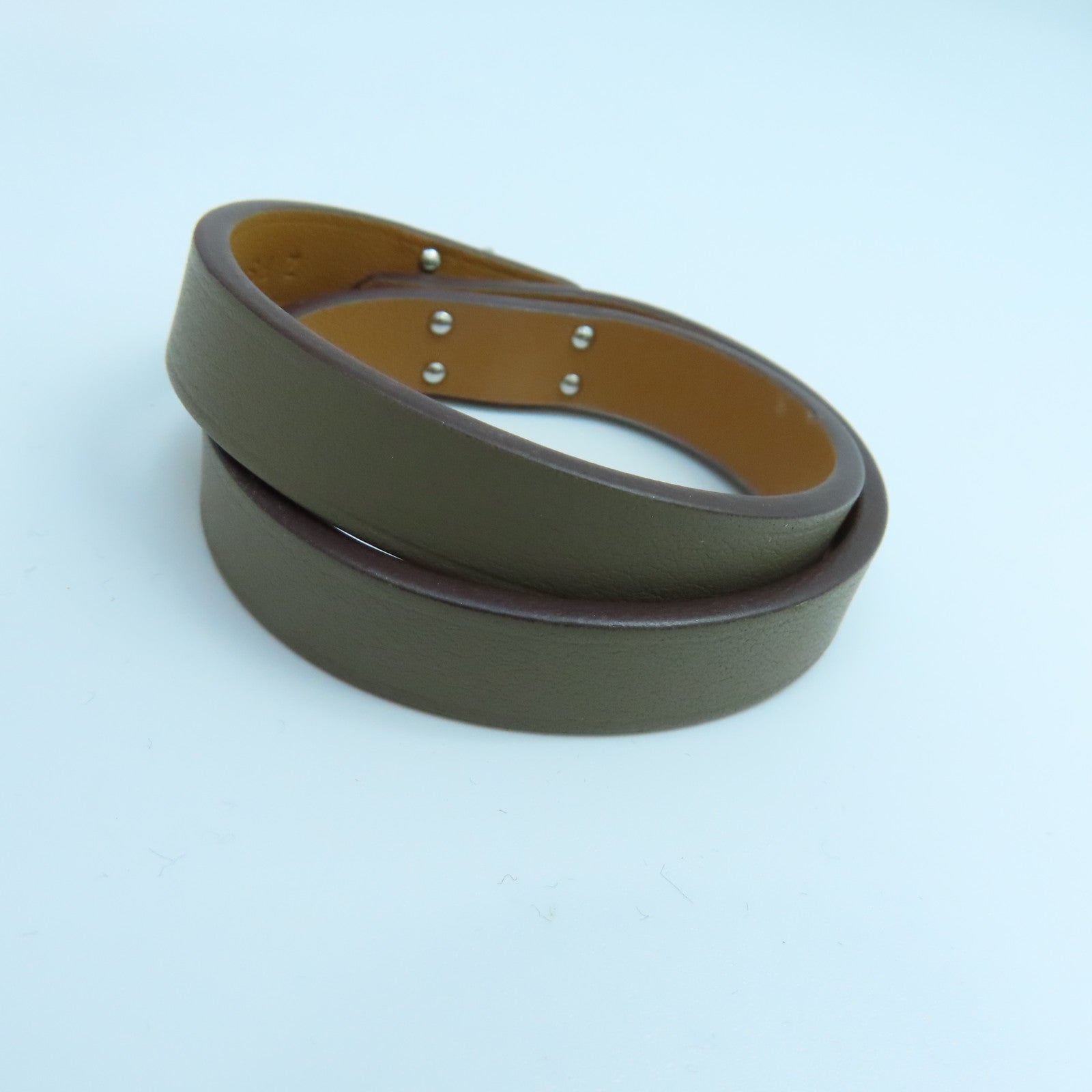 HERMES Swift皮革Kelly Double Tour銀扣手鐲