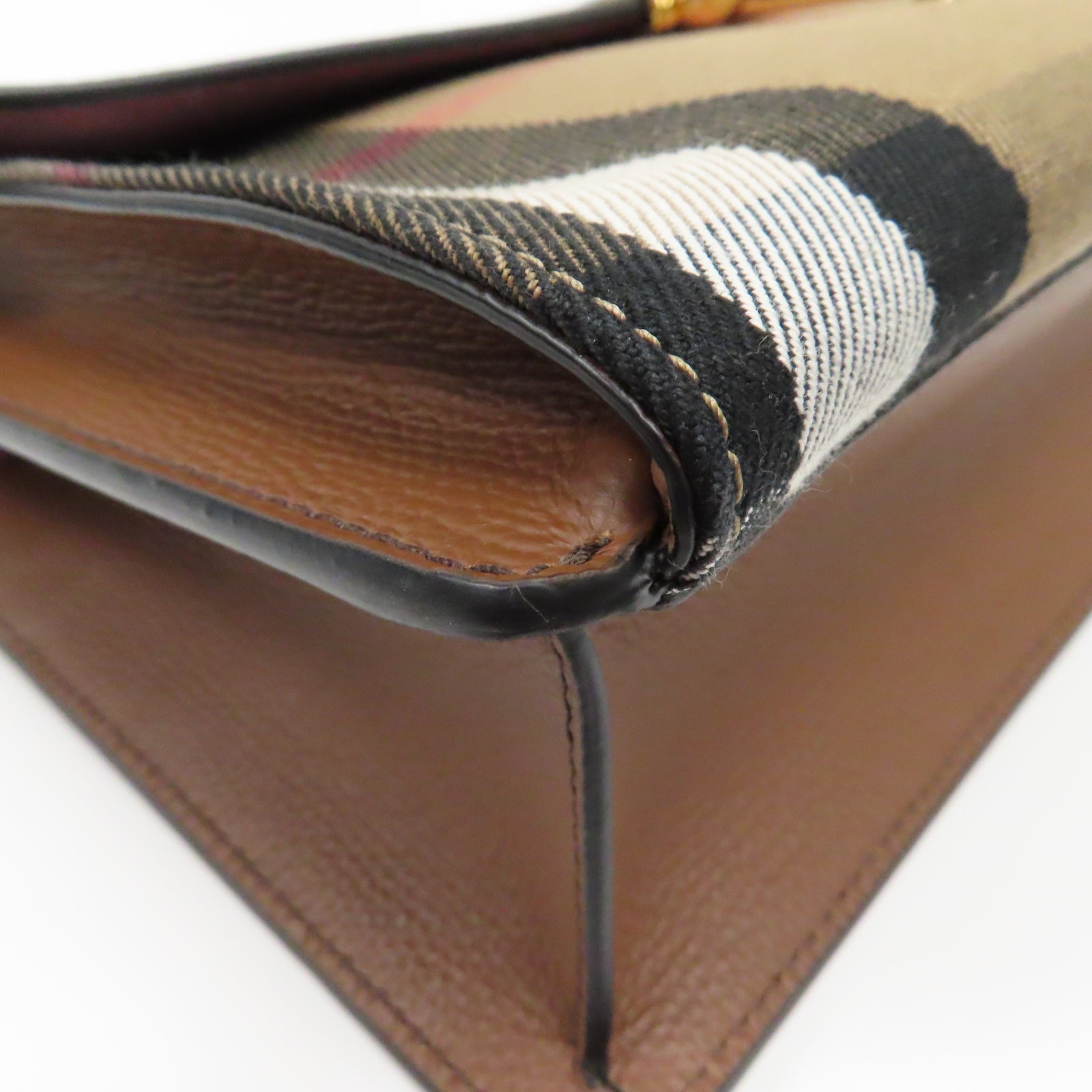 BURBERRY 牛皮皮革Shoulder Bag金扣肩背袋啡色