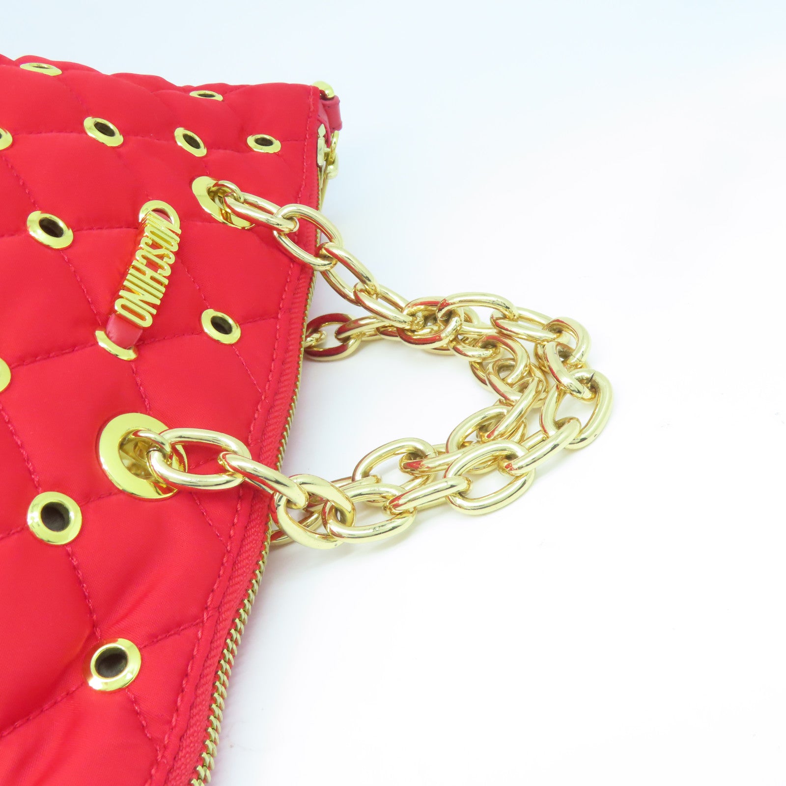 MOSCHINO 尼龍Shoulder Bag金扣手挽肩背兩用袋紅色