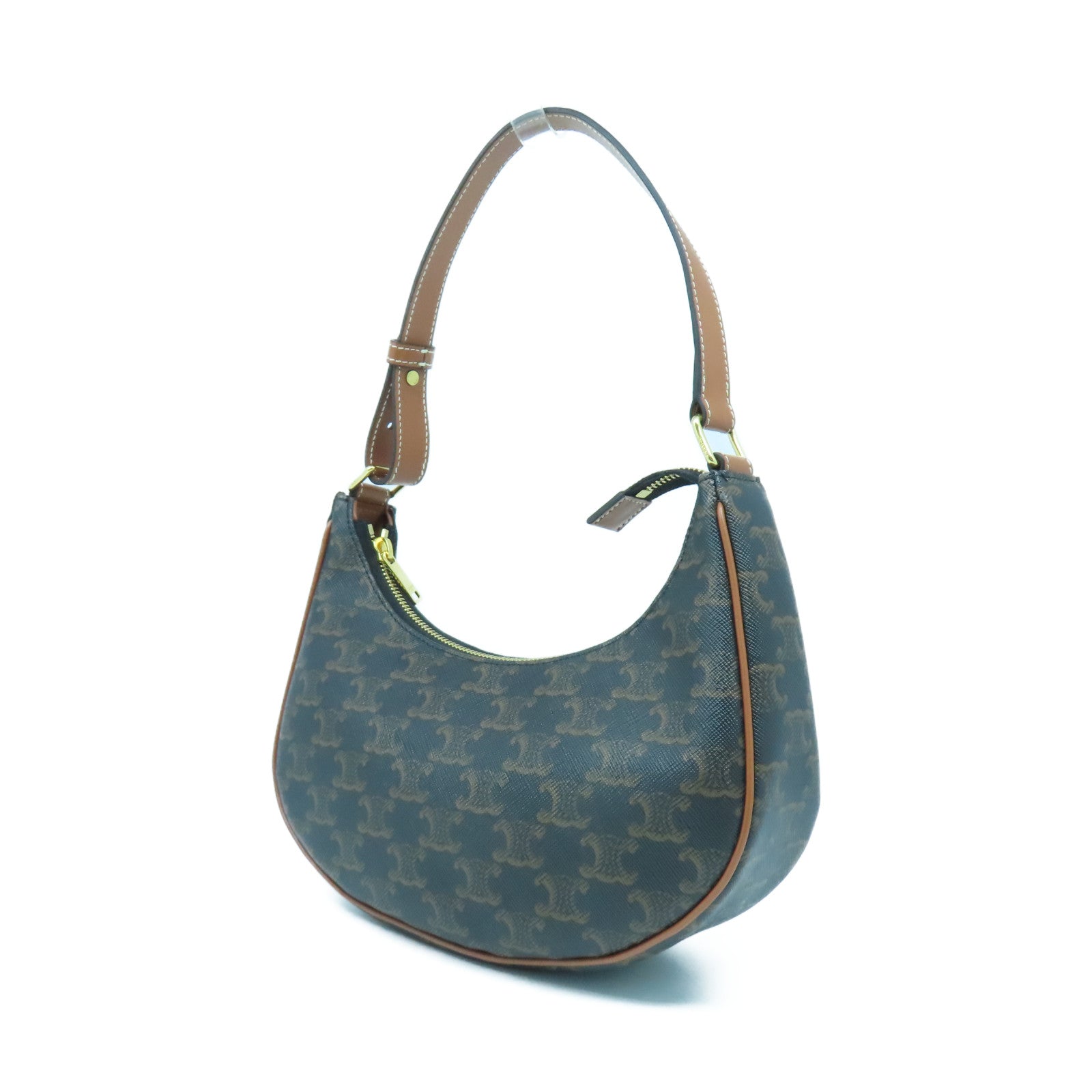 CELINE 塗層帆布Ava Bag金扣肩背袋啡色