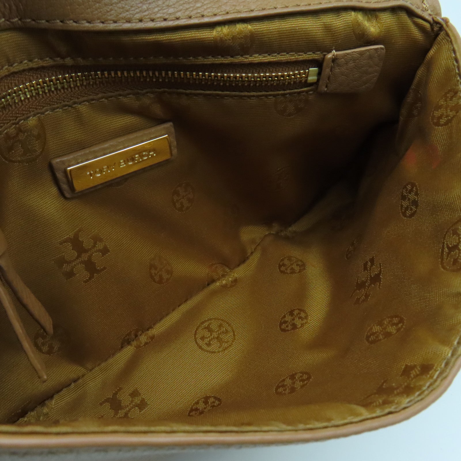 Tory Burch 牛皮皮革Shoulder Bag金扣肩背袋褐色