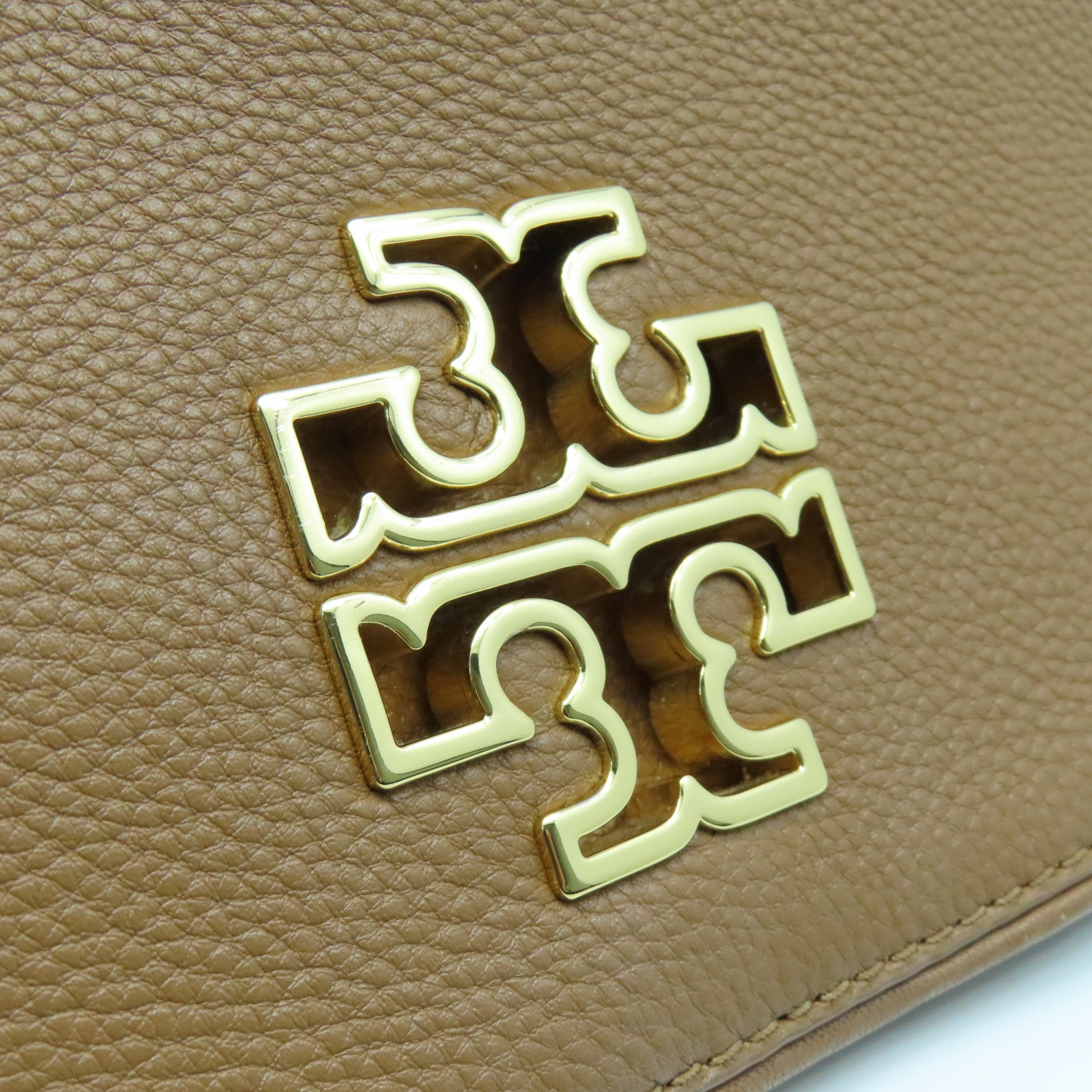 Tory Burch 牛皮皮革Shoulder Bag金扣肩背袋褐色