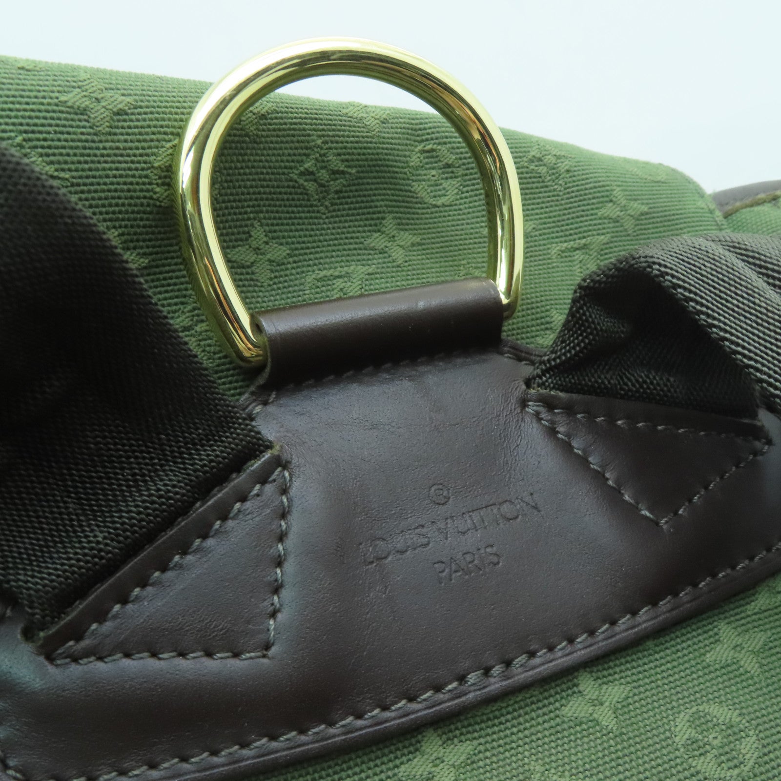 LOUIS VUITTON Monogram Mini Montsouris GM金扣背包綠色