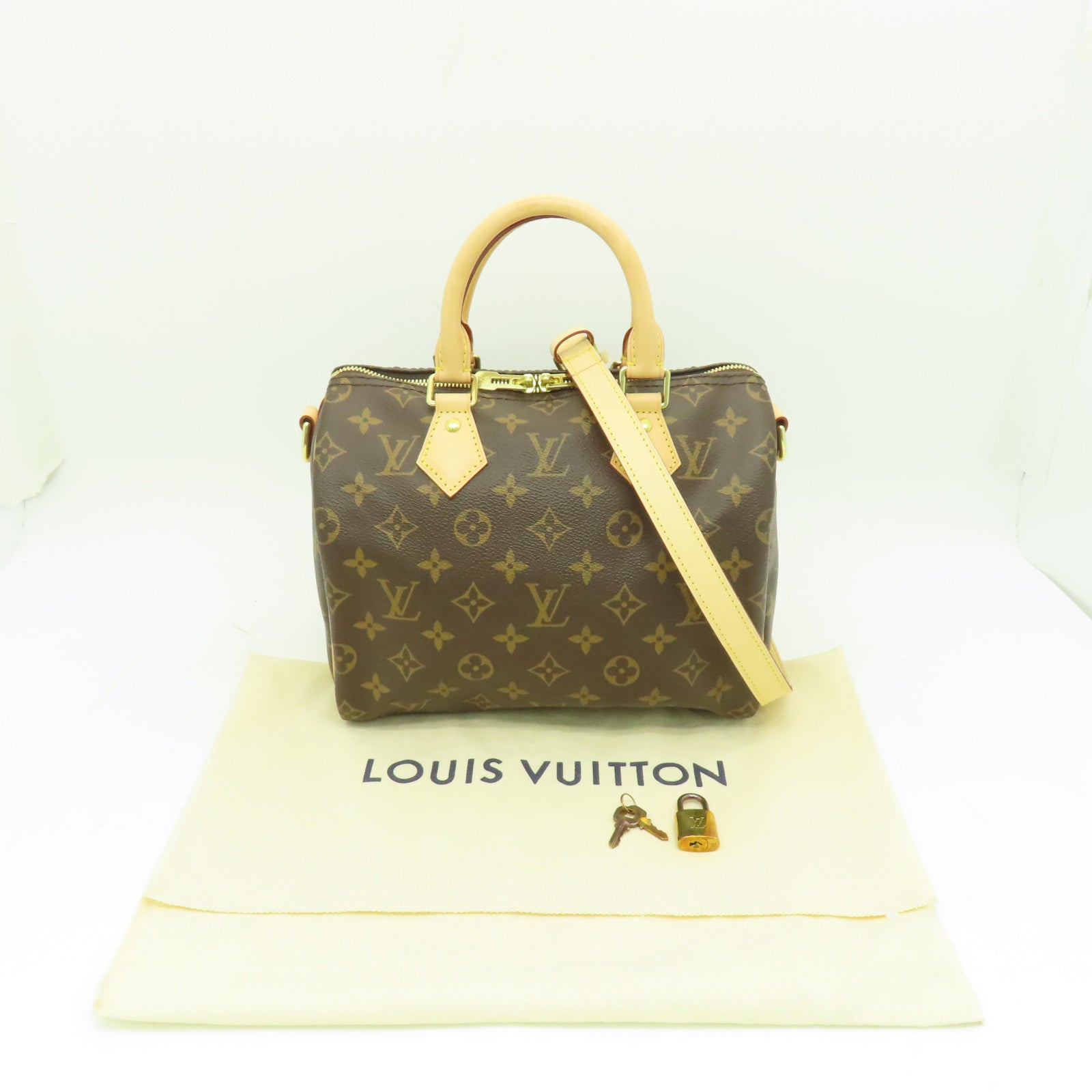 LOUIS VUITTON Monogram Speedy Bandouliere 25金扣手挽袋啡色